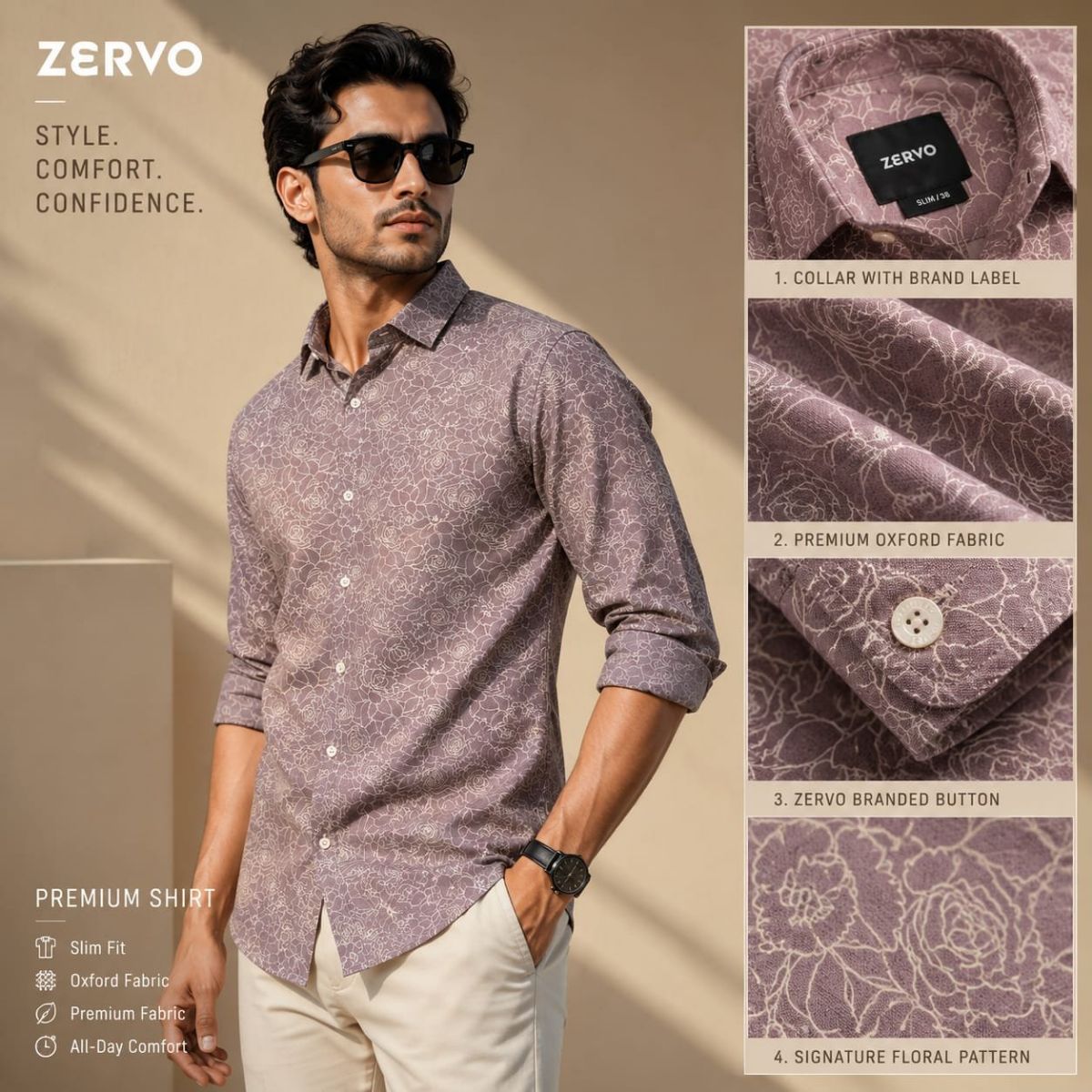 Zervo Men's Cotton Oxford Printed Shirts