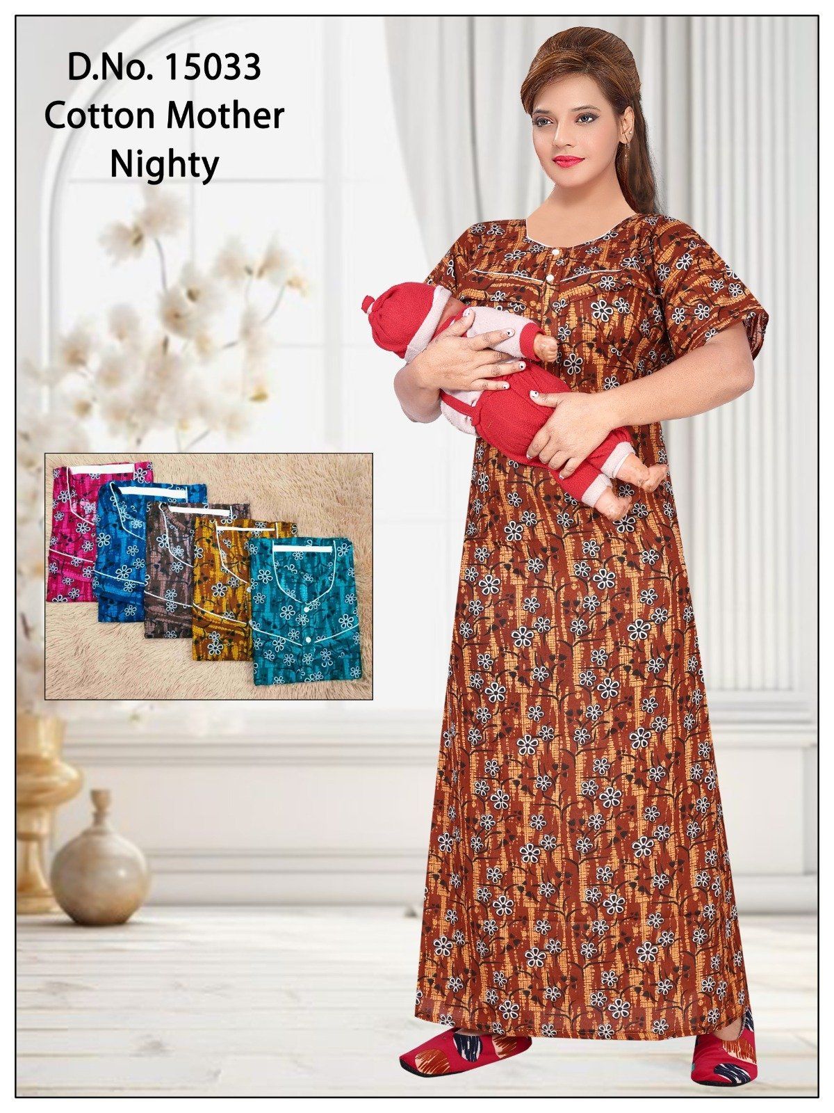 Seven Cross Cotton Mother Nighty D No-15033