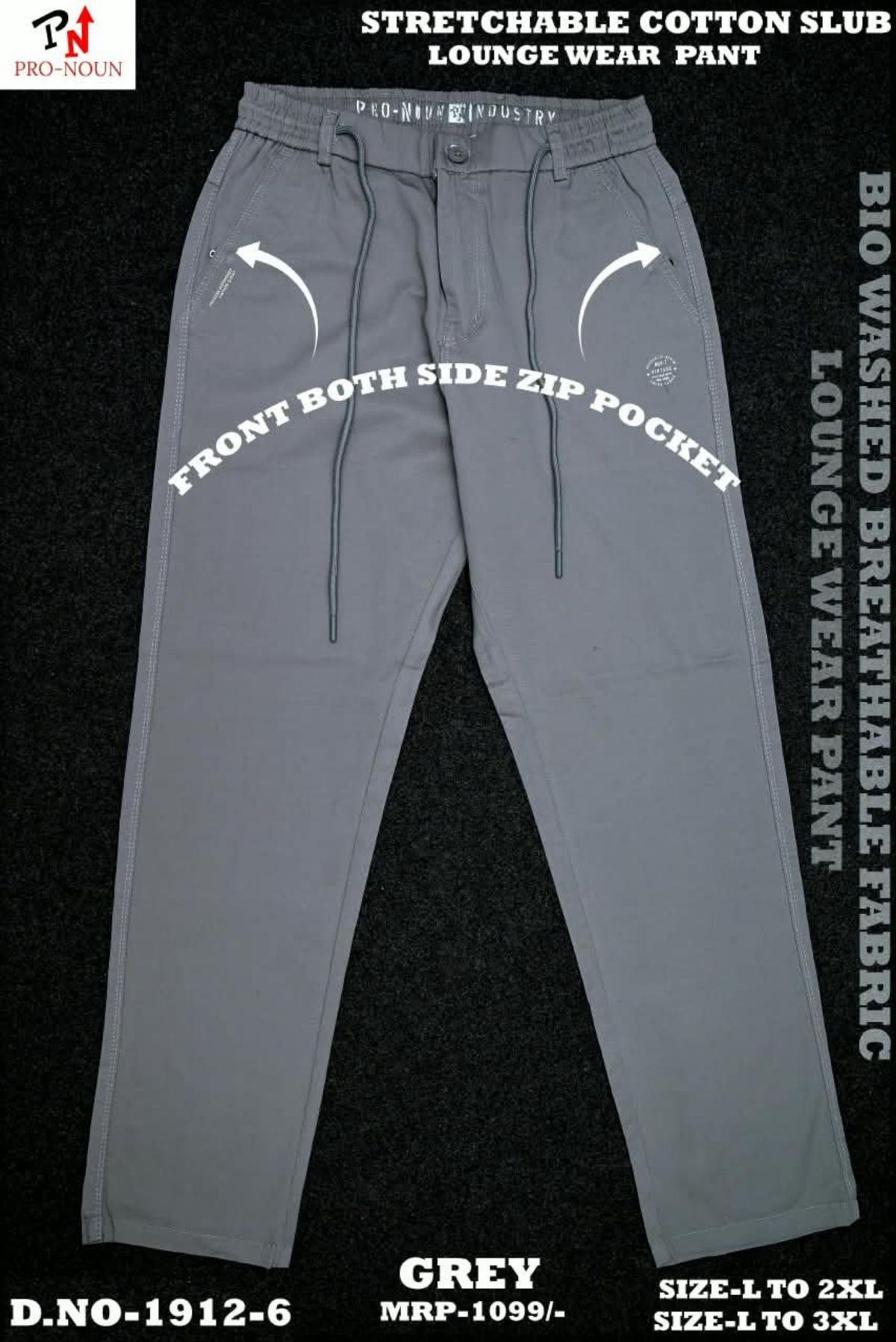 Pro-Noun Men's Cotton Slub Lounge Wear Pants -1812