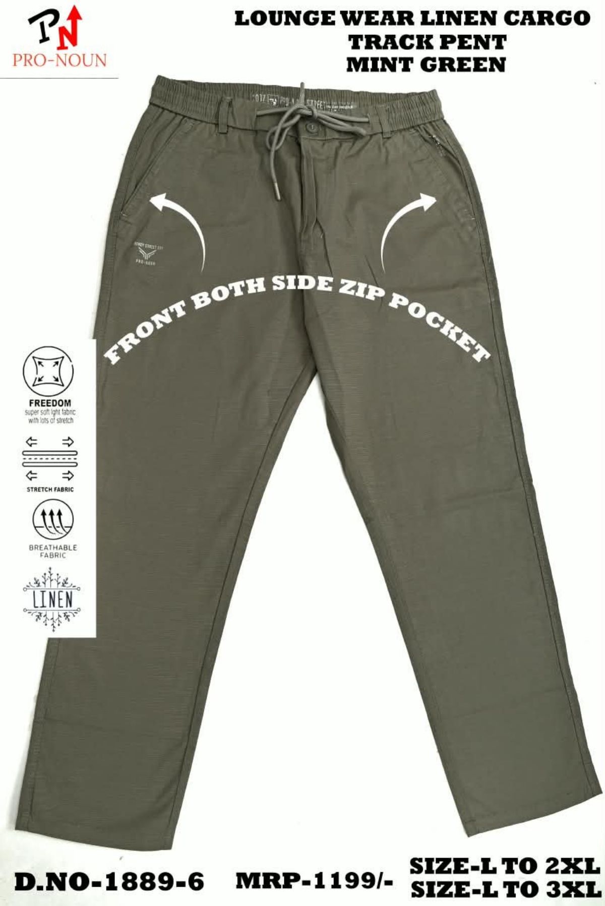 Pro-Noun Men's Front Both Side Zip Pocket  Pants- 1857