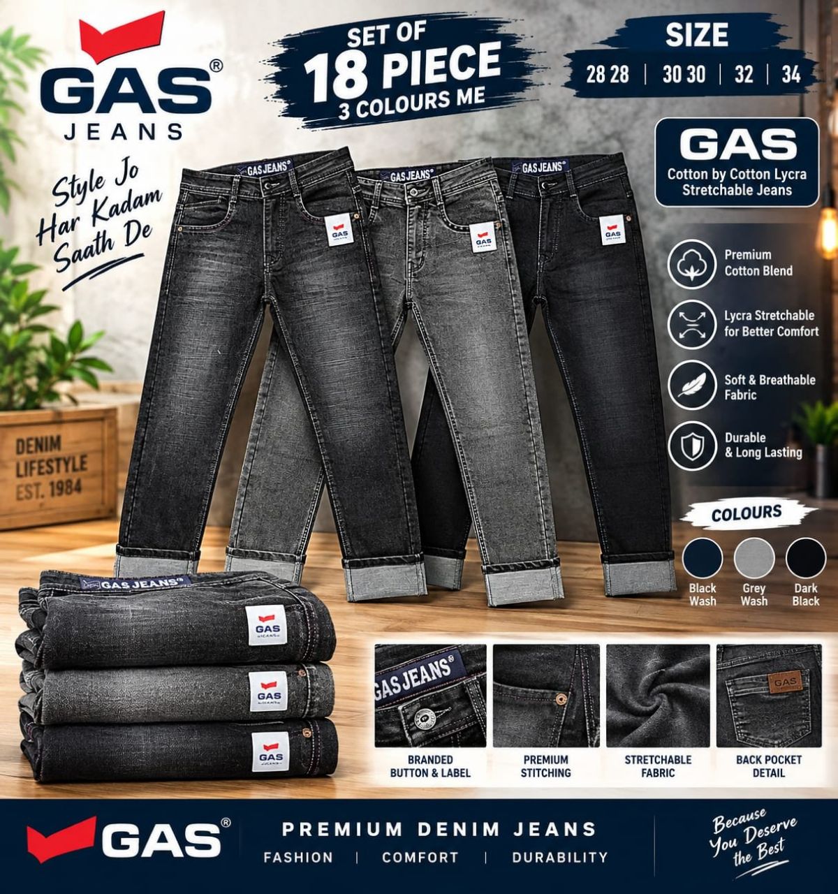 Updry Men's Denim Jeans -GAS