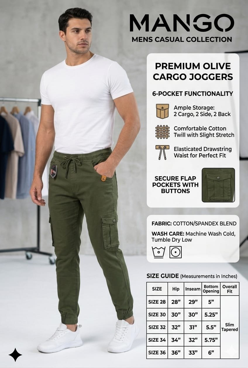 Mango Size Pocket Cotton Jogger Cargo Pants