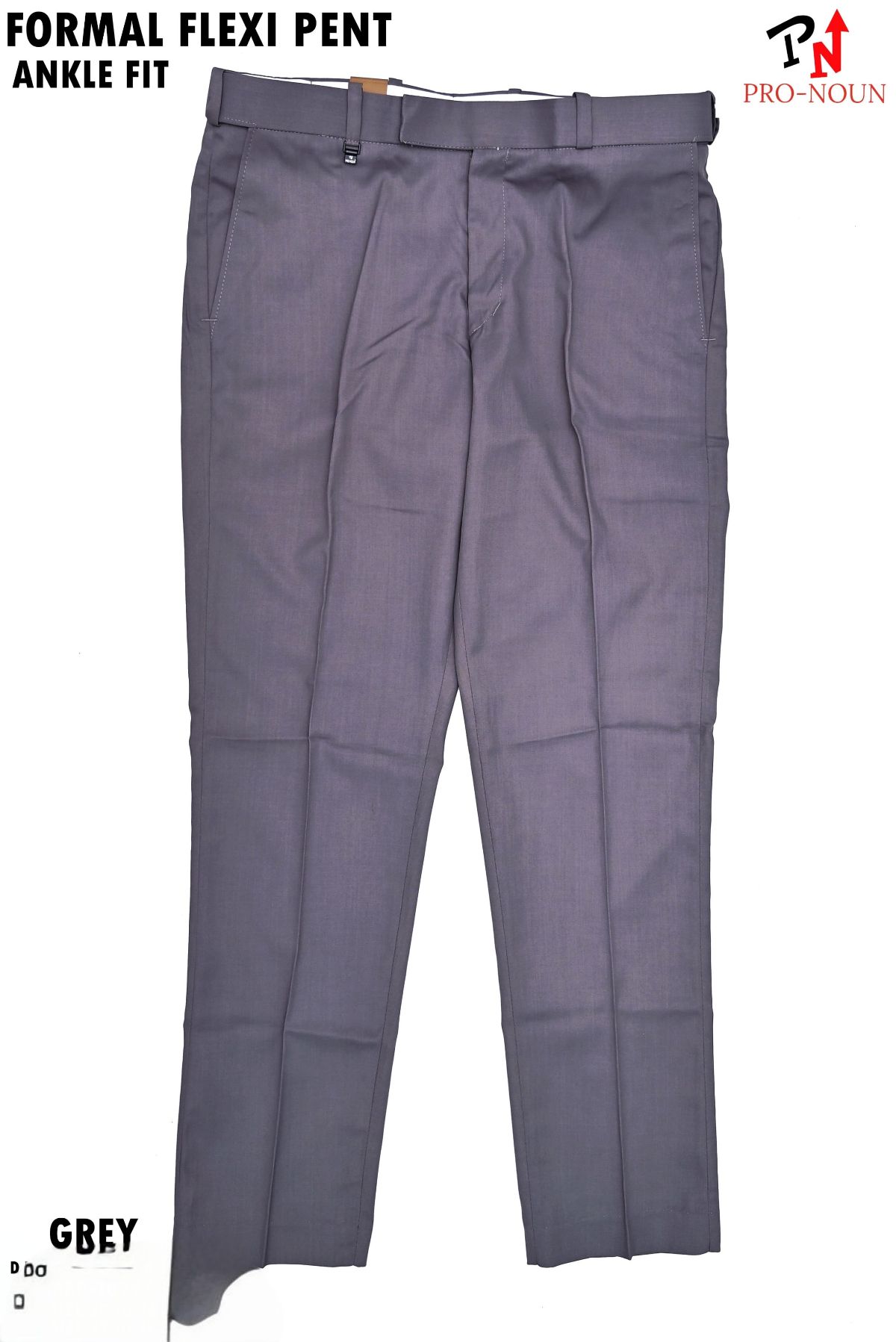 Pro-Noun Men's Men's Formal Trouser Pants With Adjustable belt D No- Signature 292-8 (28-32)- Grey