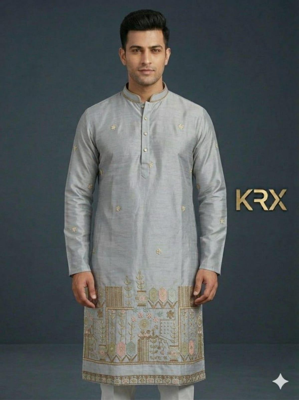 KRX Men's Designer Silk Kurta Pajama Set