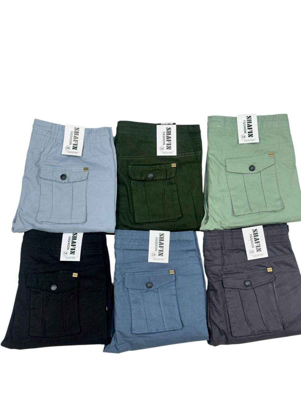 Shafin Men's Six Pockets Joggers Cargo with Elastic