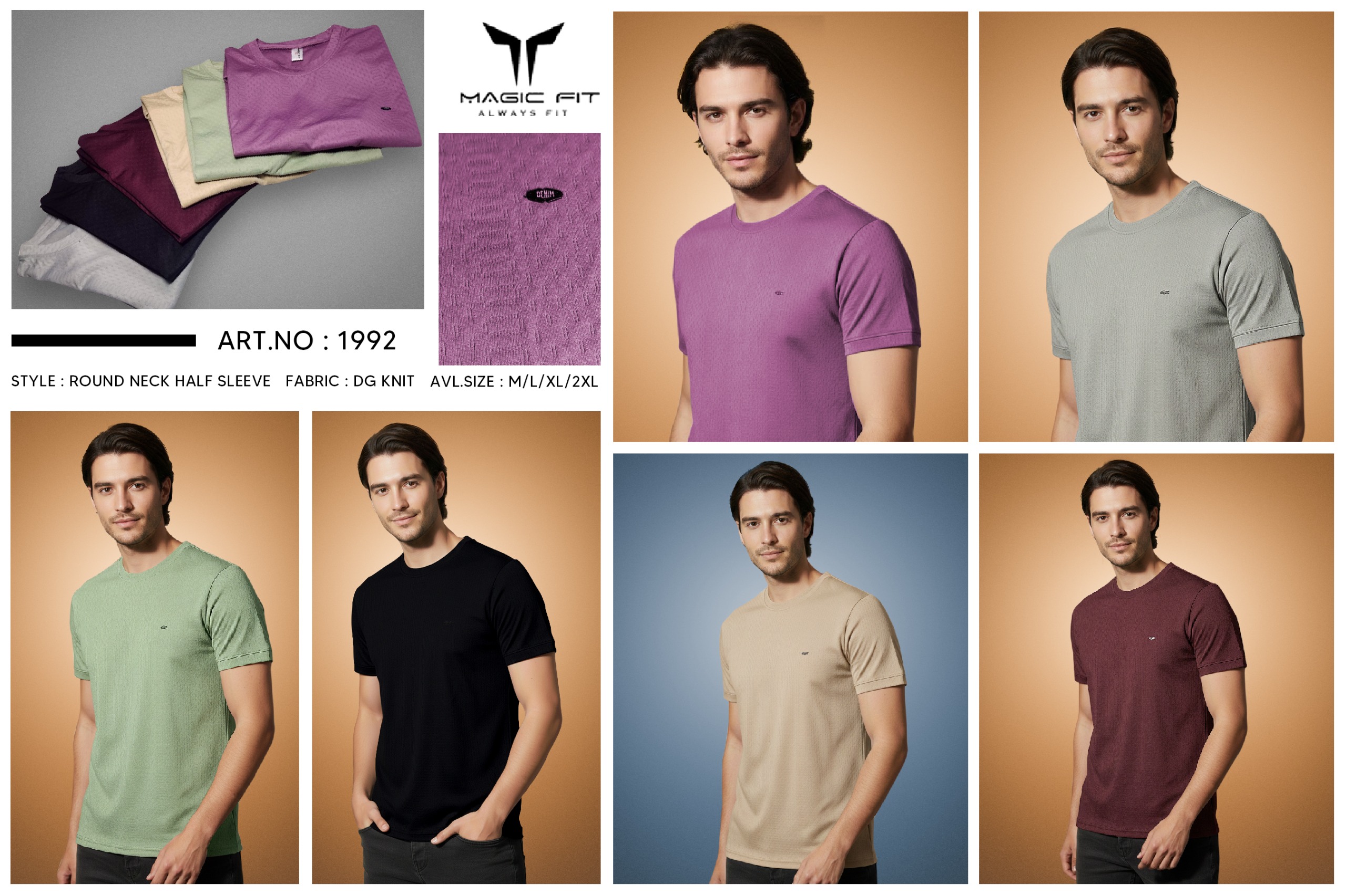 Brand: Magicfit, Mens Half Sleeve Round Neck Tshirt, 1992 L