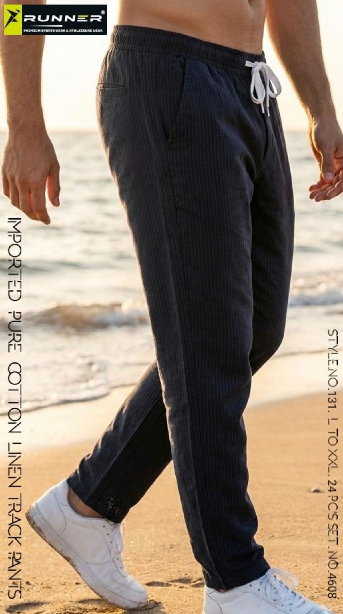 RUNNER Men's Pure Cotton Linen Trackpants D No- 131