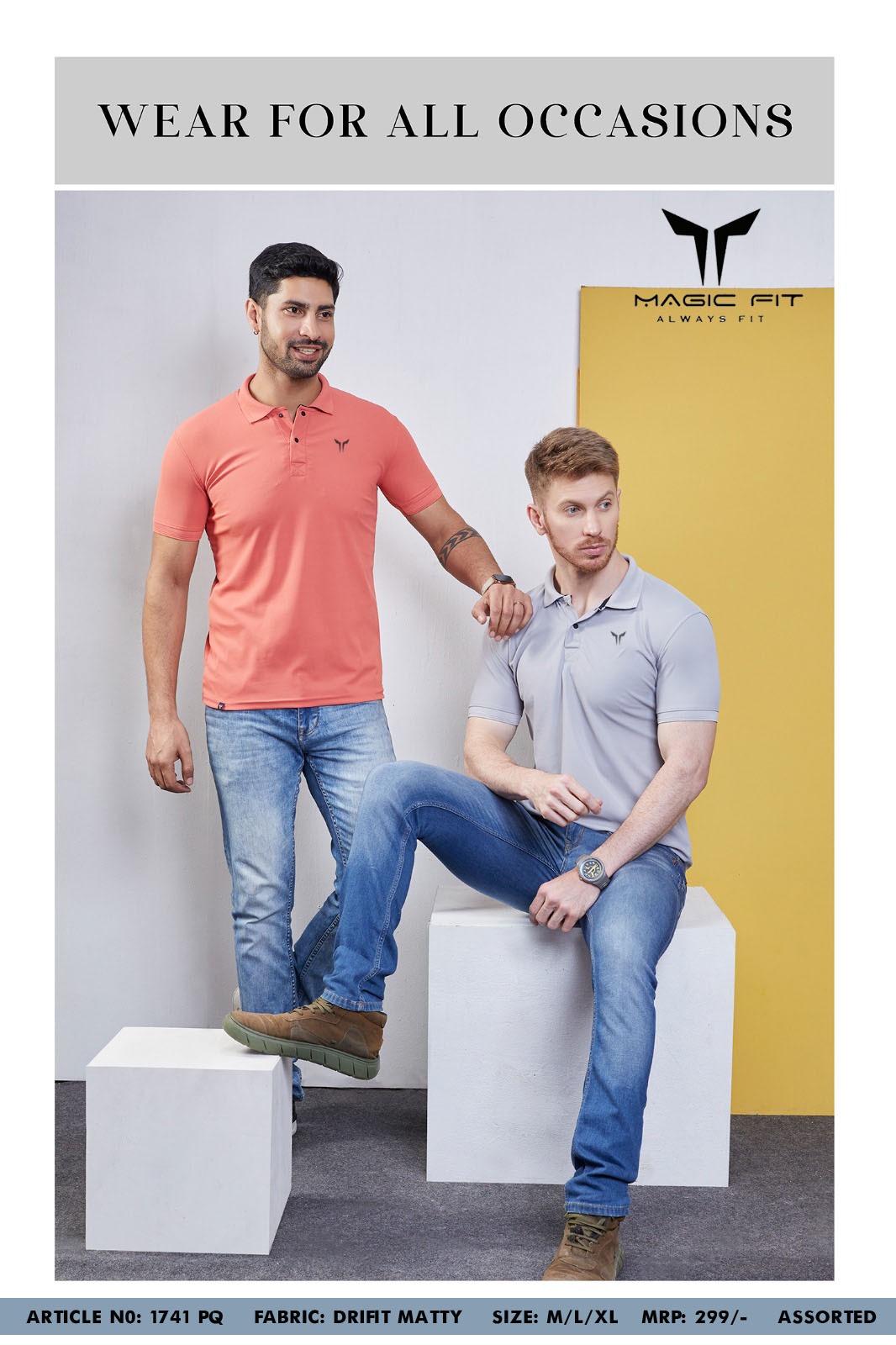 Magic fit Mens Half Sleeve Polo NeckTshirt