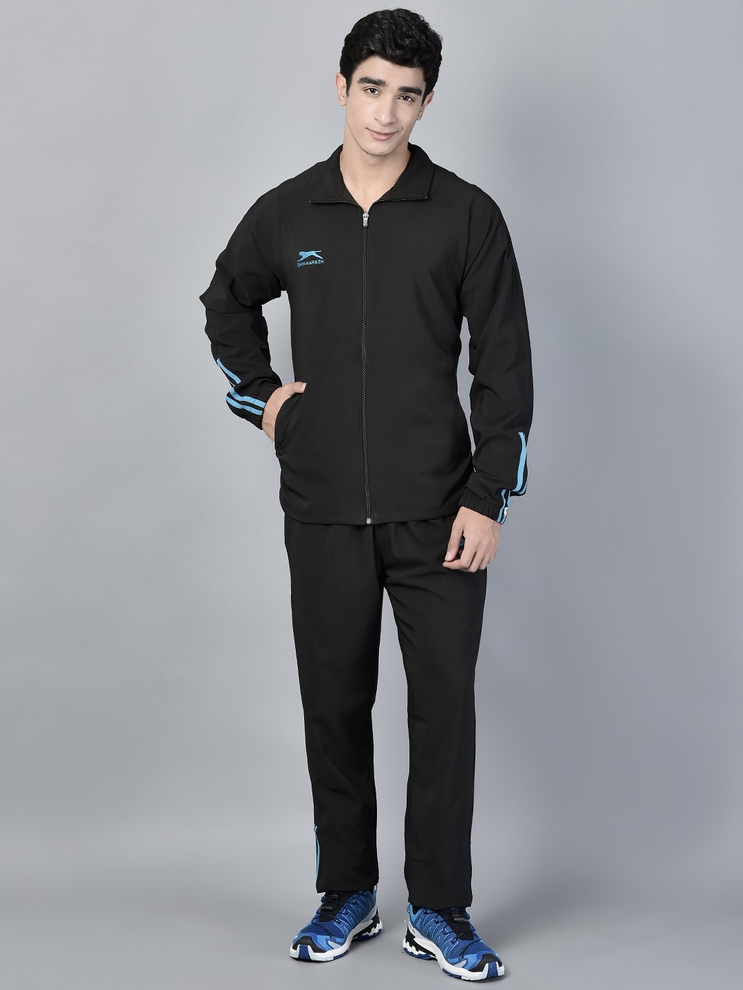 Men's Tracksuit  401B-Black/Cyan-S