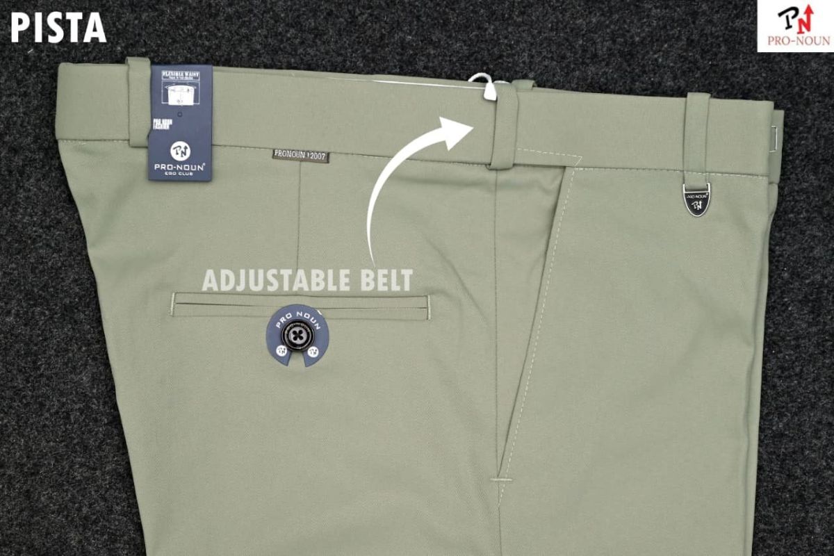 Pro-Noun Men's  Formal Trouser Pants With Adjustable belt D No- Copper Bento-(30-36)- Pista