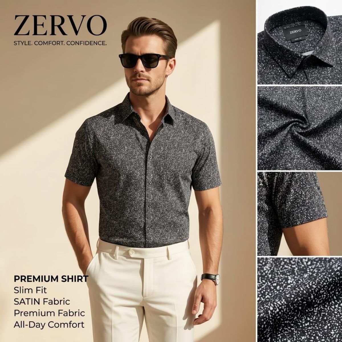 Zervo Men's Satin Printed Shirts