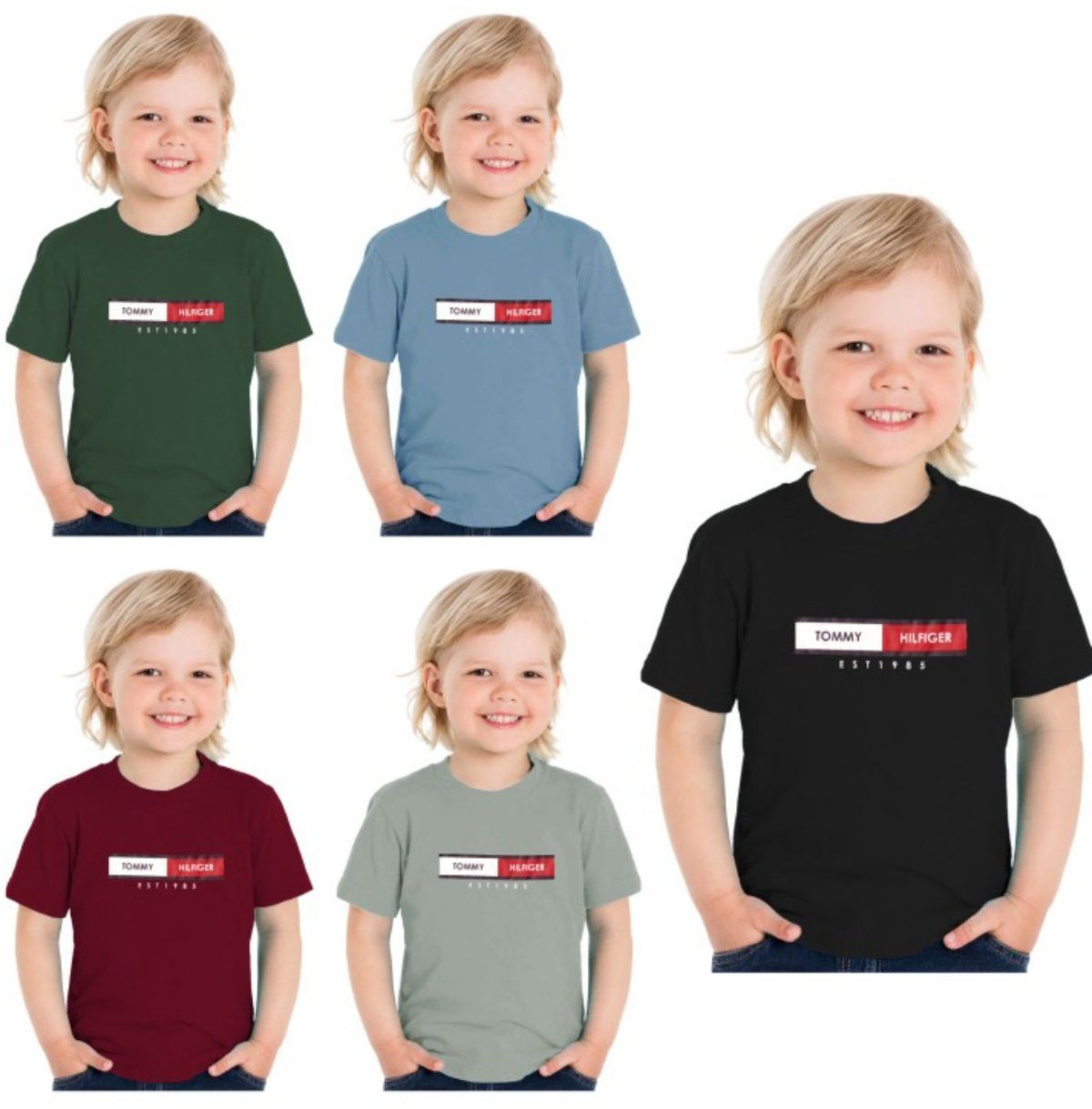 Tommy boys  cotton printed tshirt assorted colours 2yr-3yr Pack of 10 pcs