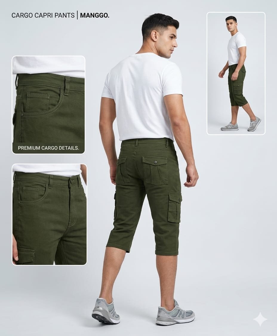 Mango Six Pockets Men's Capri- Ary Green