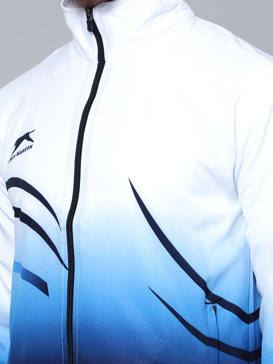 Men's Tracksuit  E-SNTSNXFS965_White/Navy/Cyan_S_NS Spandex