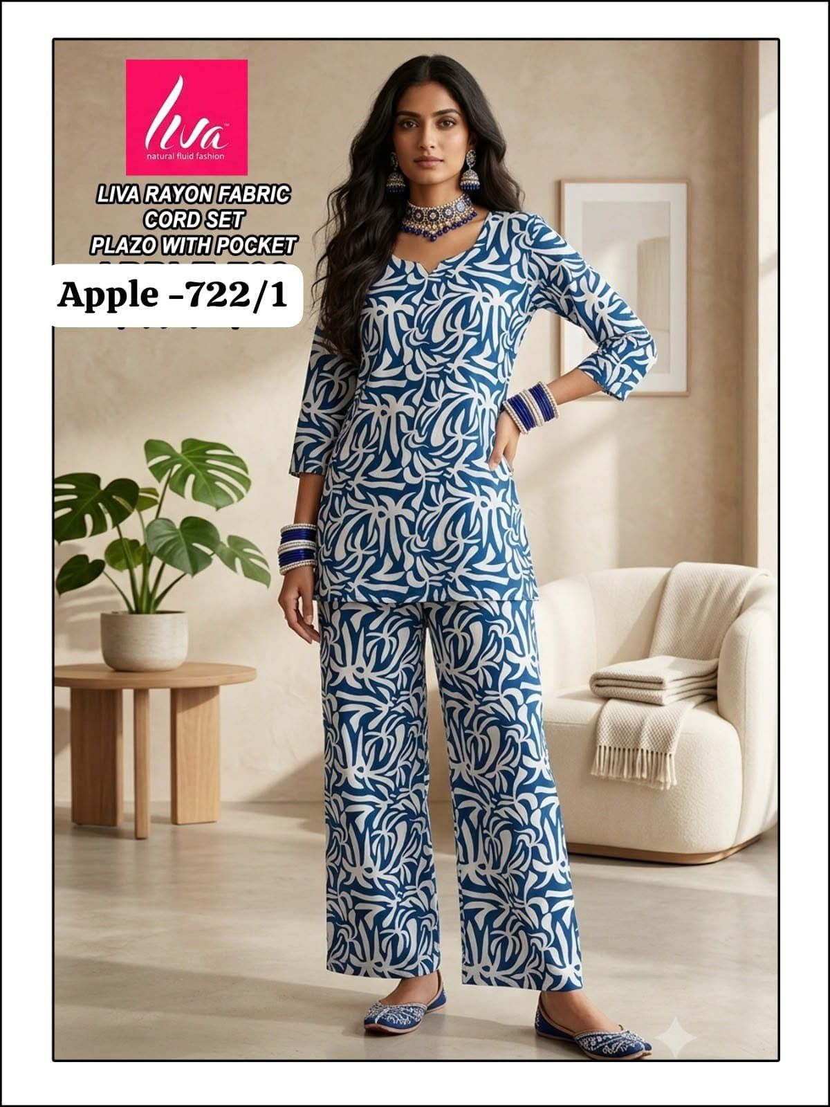 Women's Liva Heavy Rayon Co-Ords Set-  Apple-722/1