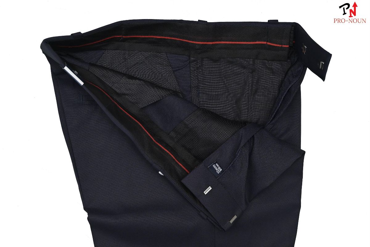 Pro-Noun Men's  Formal Trouser Pants With Adjustable belt D No- Signature 240-7(30-36)- Navy