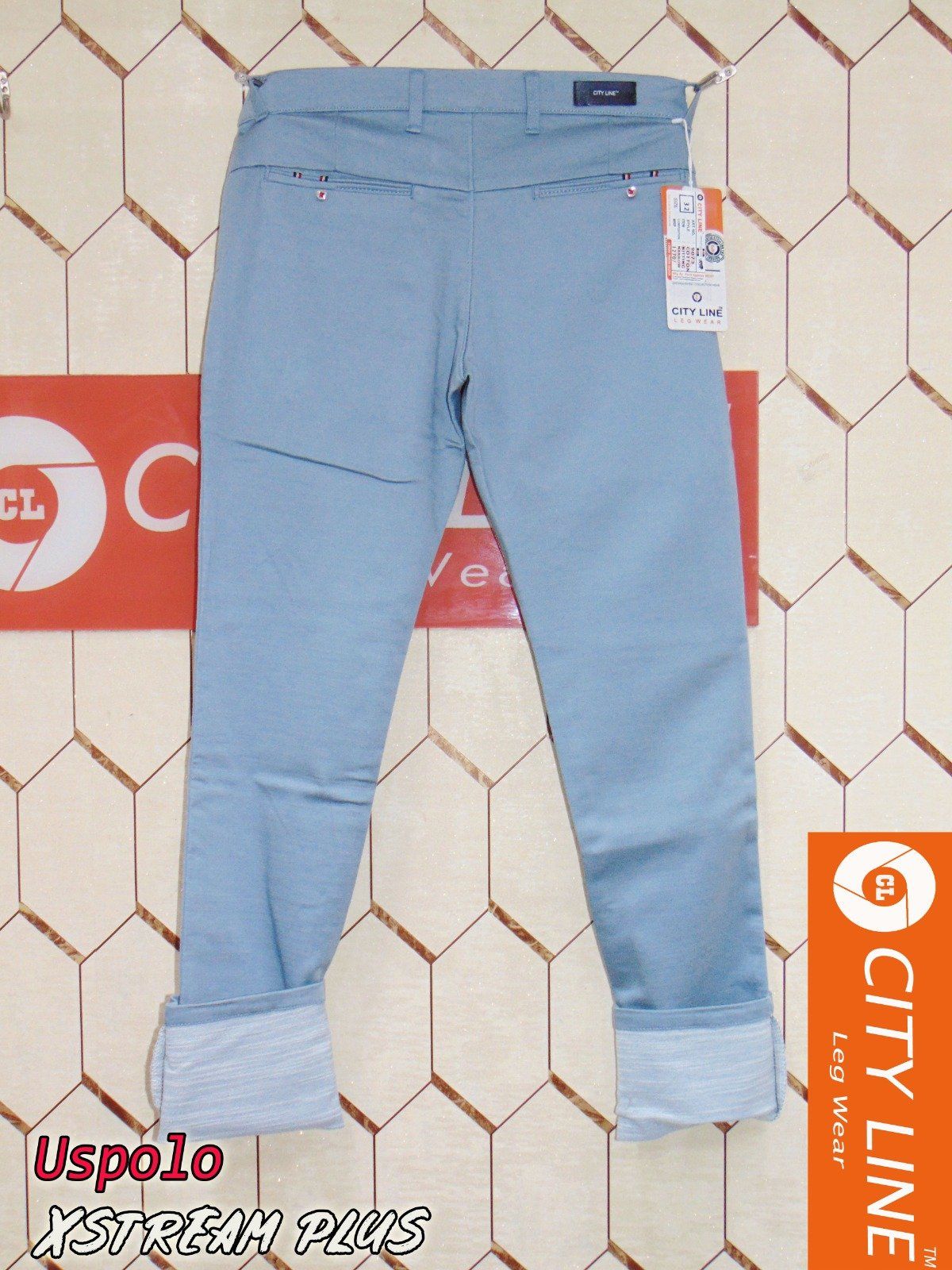 Men's cotton Knitted US Polo Sky Blue Pant- 9073