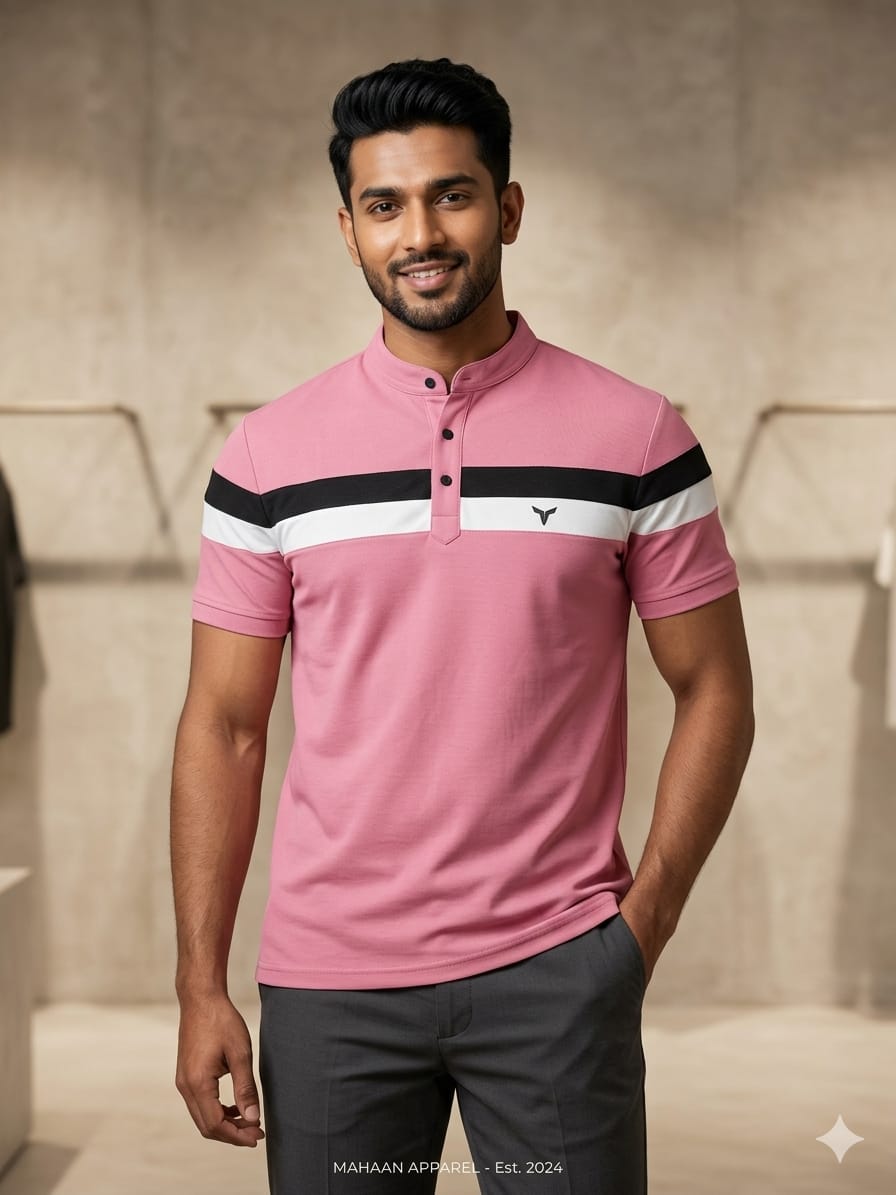 Mens Half Sleeve Henley NeckTshirt 19310