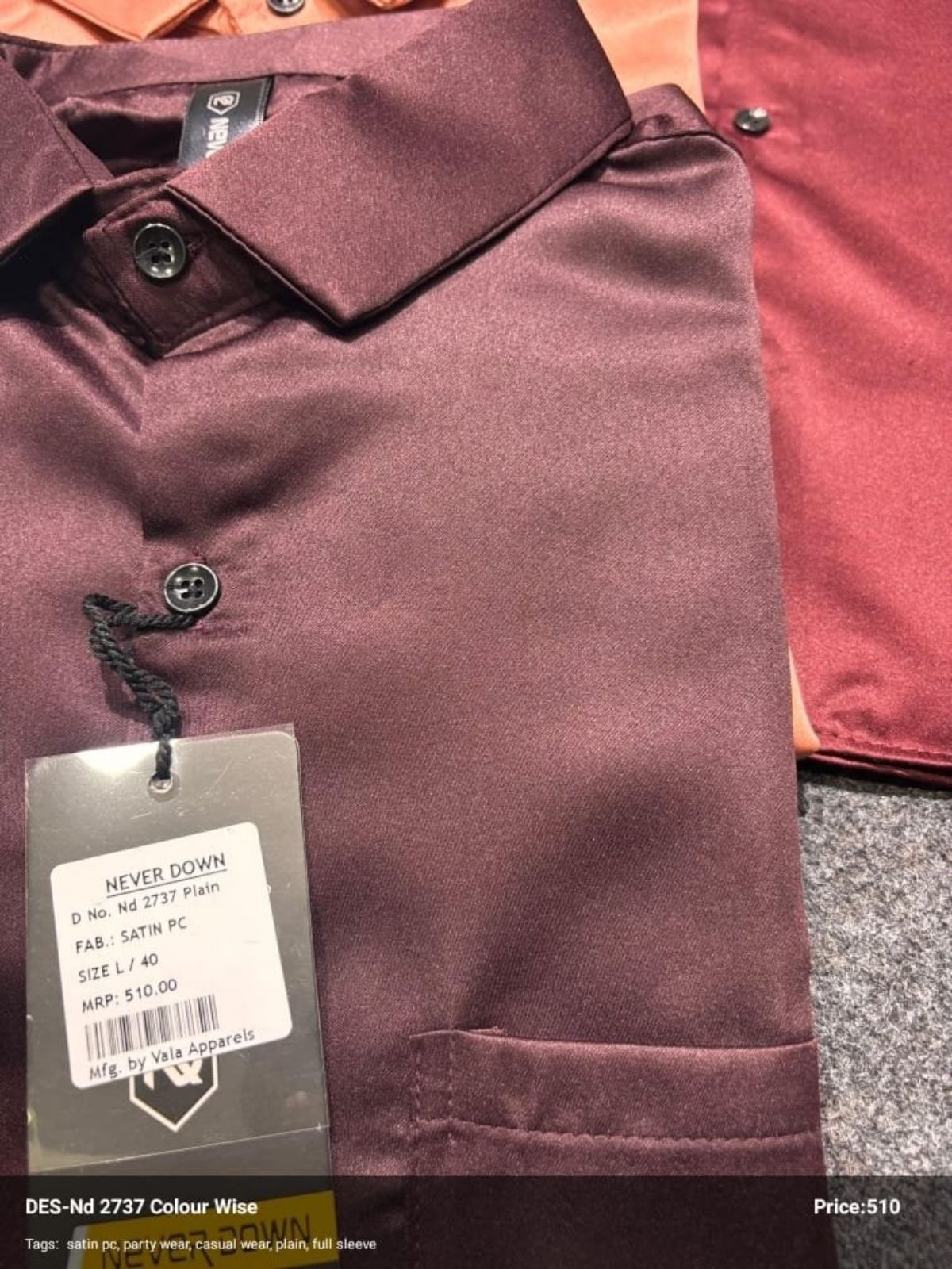 Never Down Men's Polly Satin Shirts