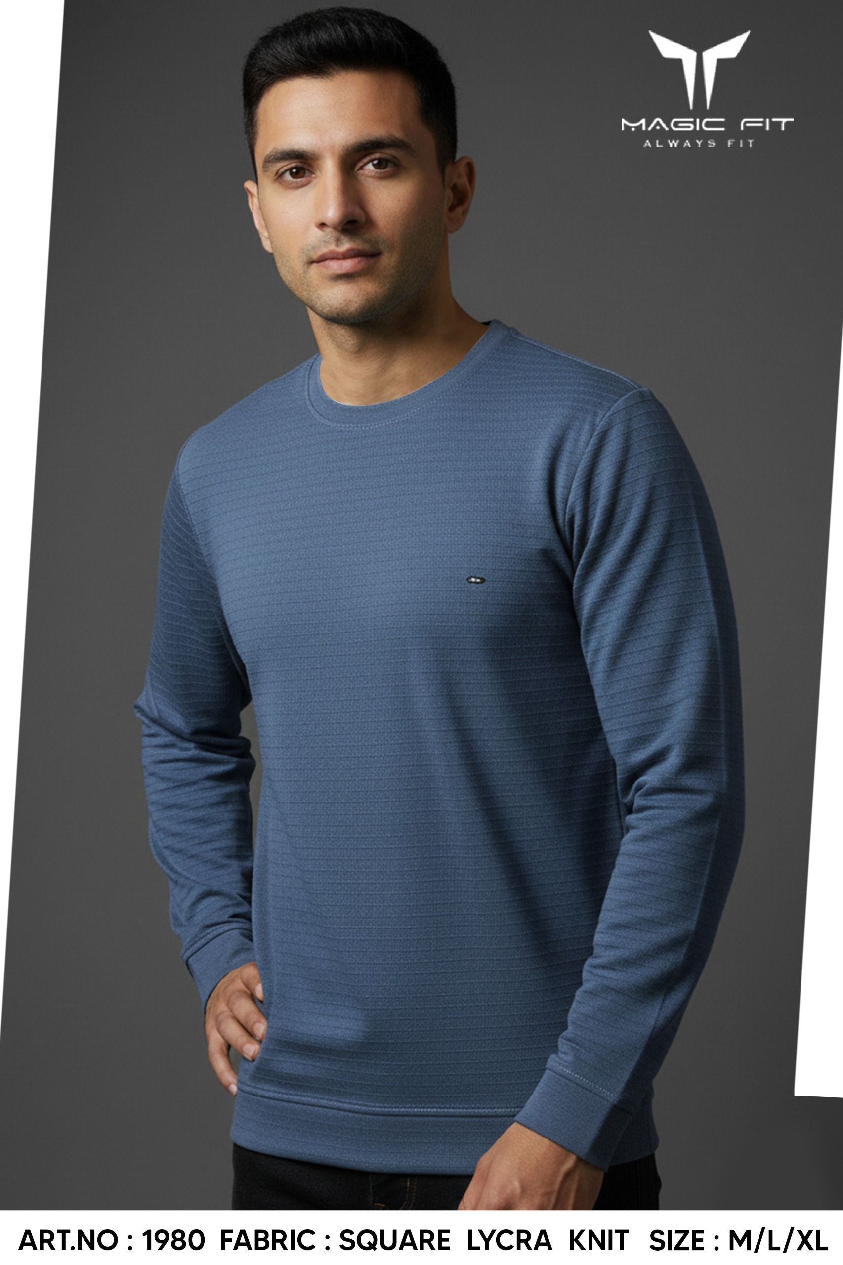 BRAND :-MagicFit  MENS Full Sleeve Round Neck Tshirt,1980/1777:XL