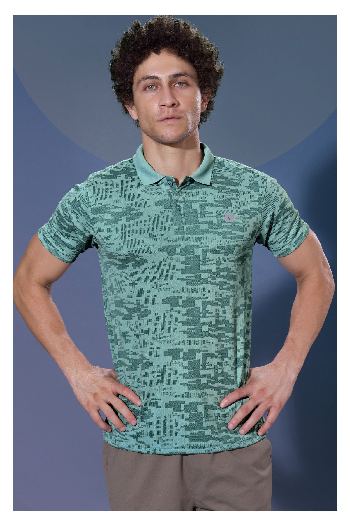 Men's Jacquard Knit Coller Neck Half Sleeves T-shirts D No-K-71