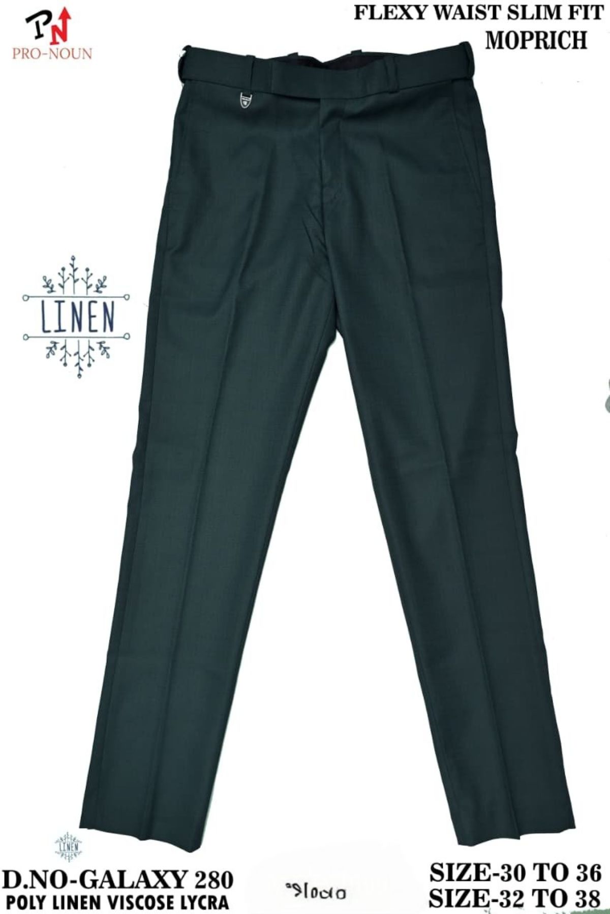 Pro-Noun Men's  Formal Trouser Pants With Adjustable belt D No- Galaxy-280-(30-36)- Morich