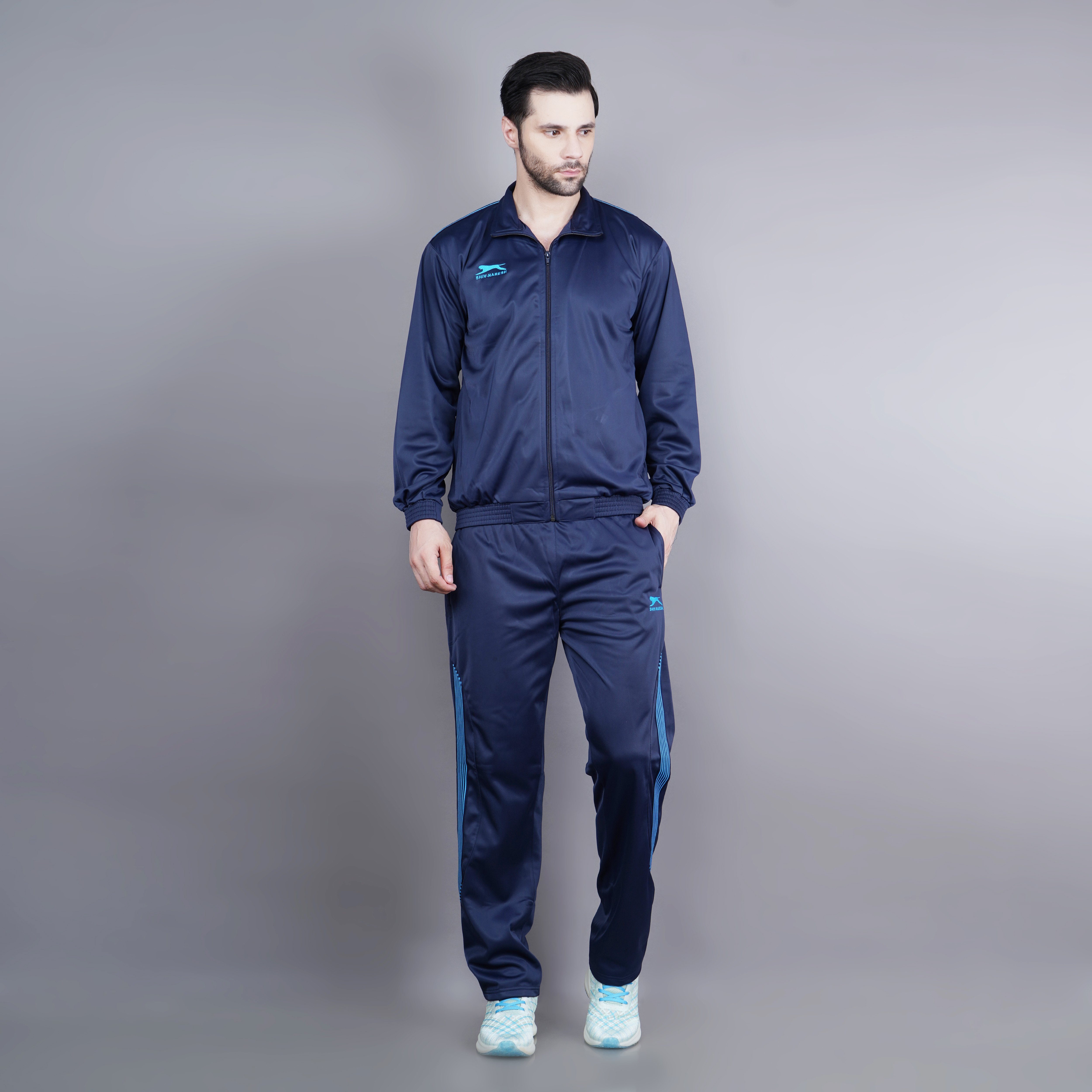 Men's Tracksuit  497A-TP-Navy/Cyan-L