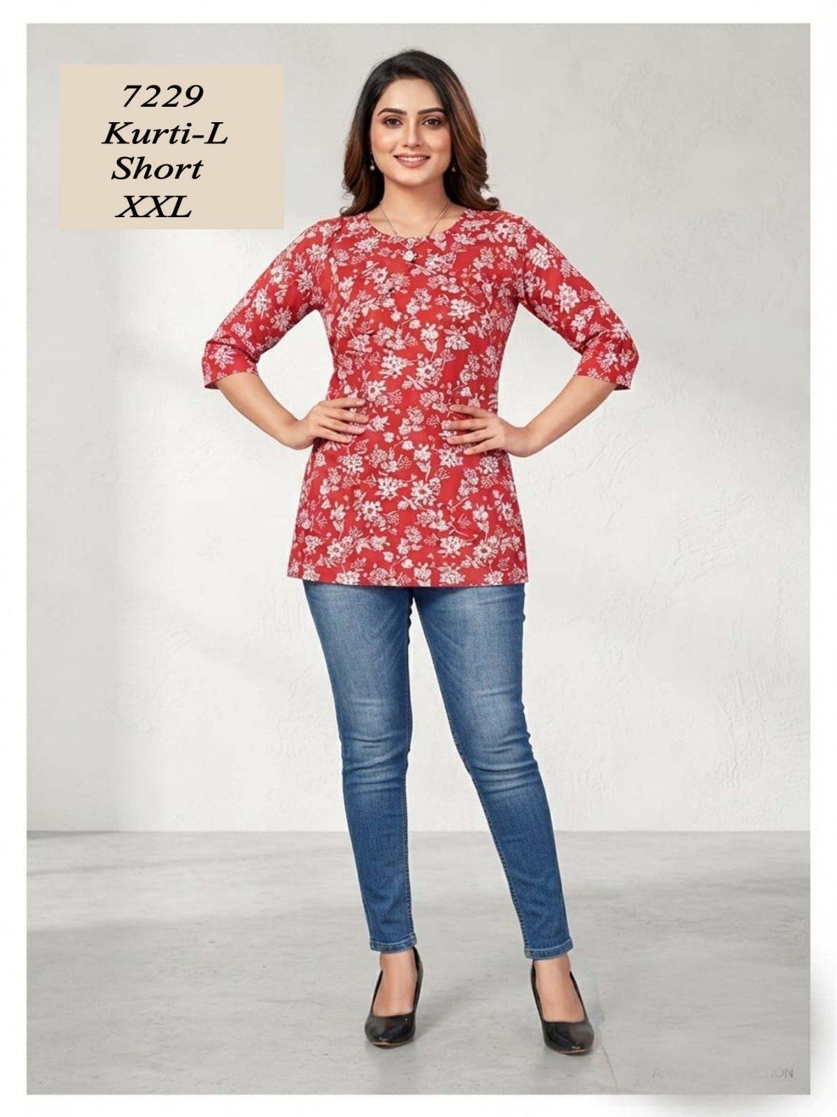 Women's Cotton Short Kurti- 7229