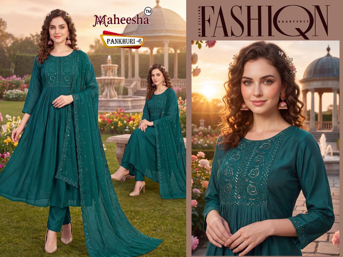 Rani Vastram Women's Ethnic Wear Suit & Bottom Set with Dupatta- Pankhuri 4