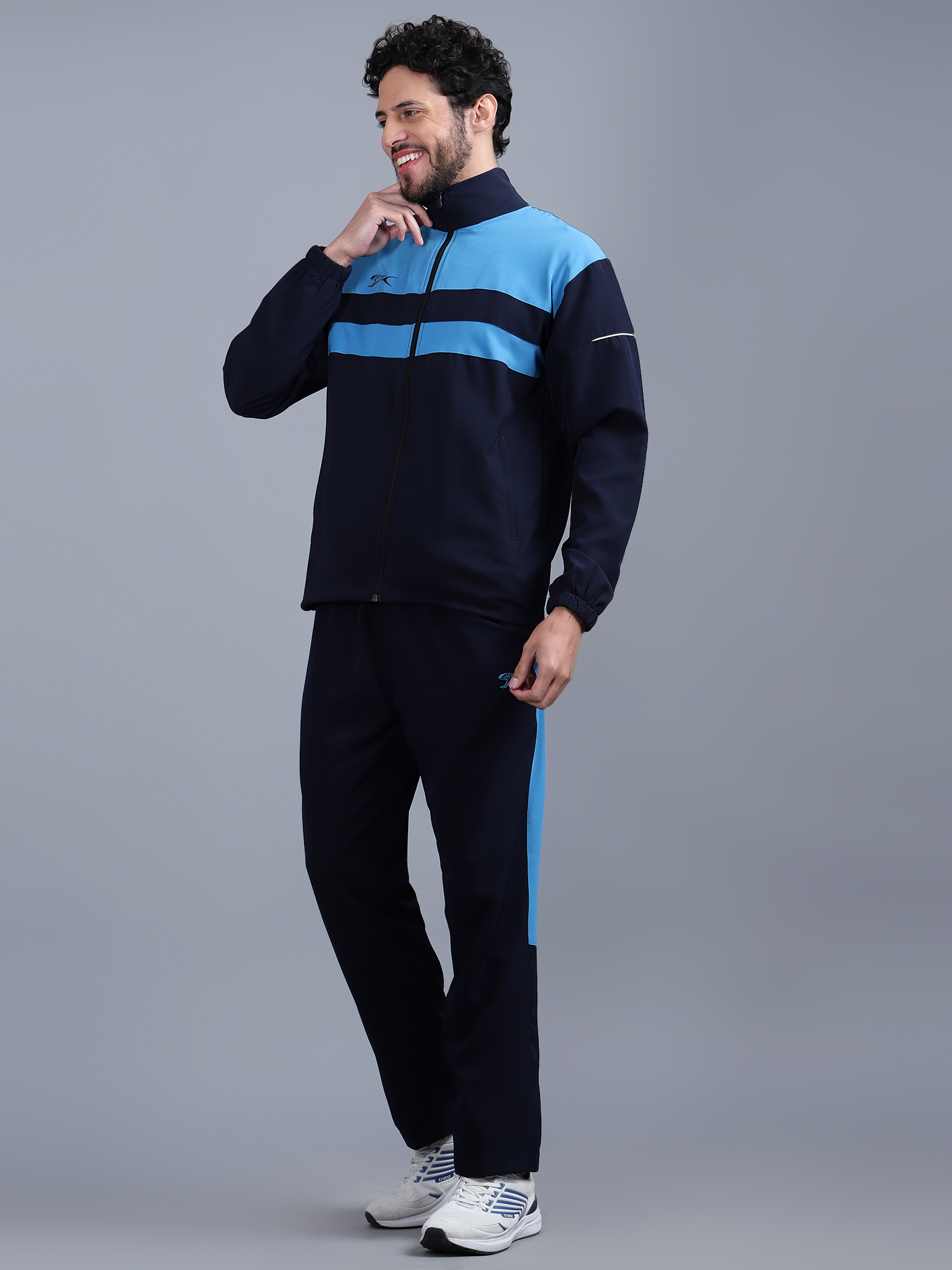 Men's Tracksuit  447B-NS-Navy/Cyan/White-XL