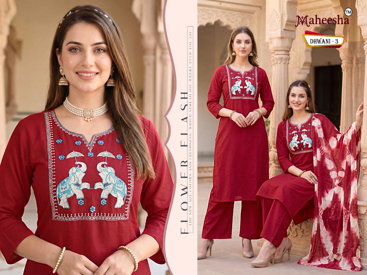 Rani Vastram Women's Ethnic Wear Suit & Bottom Set with Dupatta- Dhwani 3