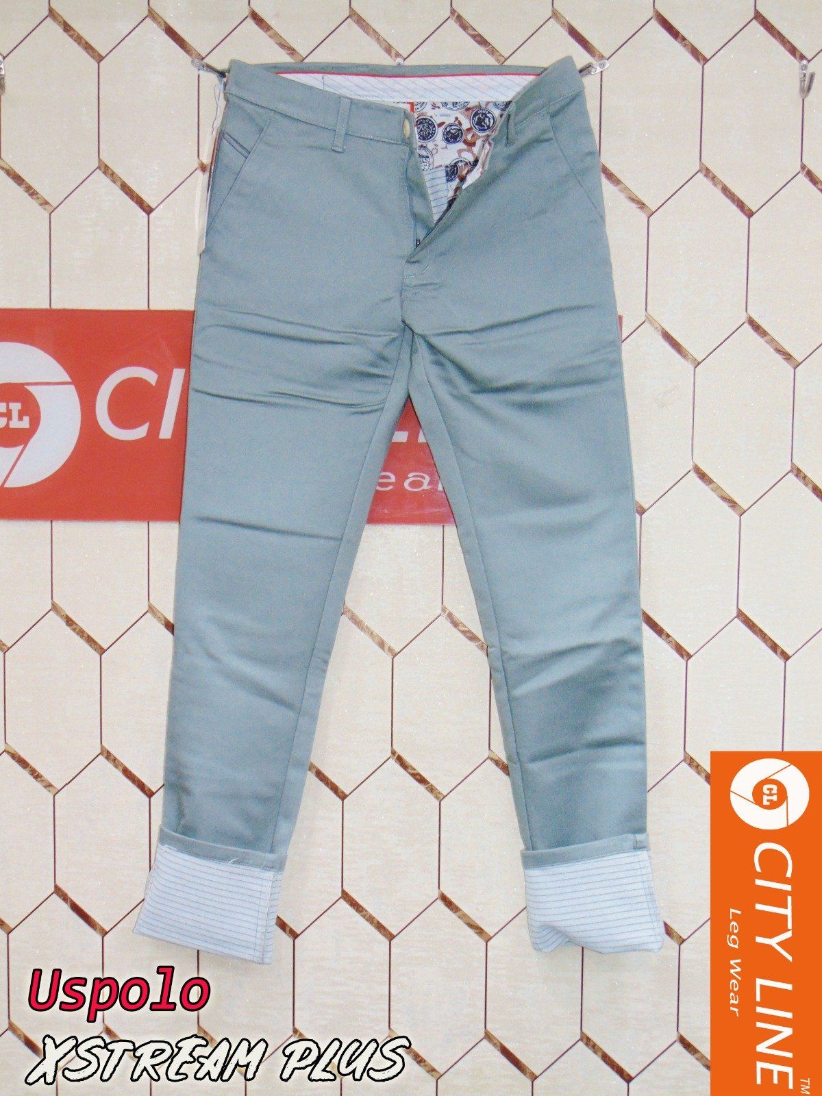 Men's cotton Knitted Narrow Plain Light Green Pants-9078