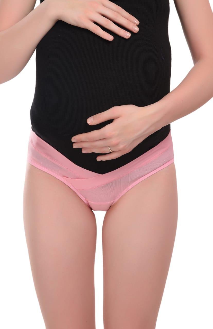Teusy Woman Low Waist Maternity Panty set-Pink