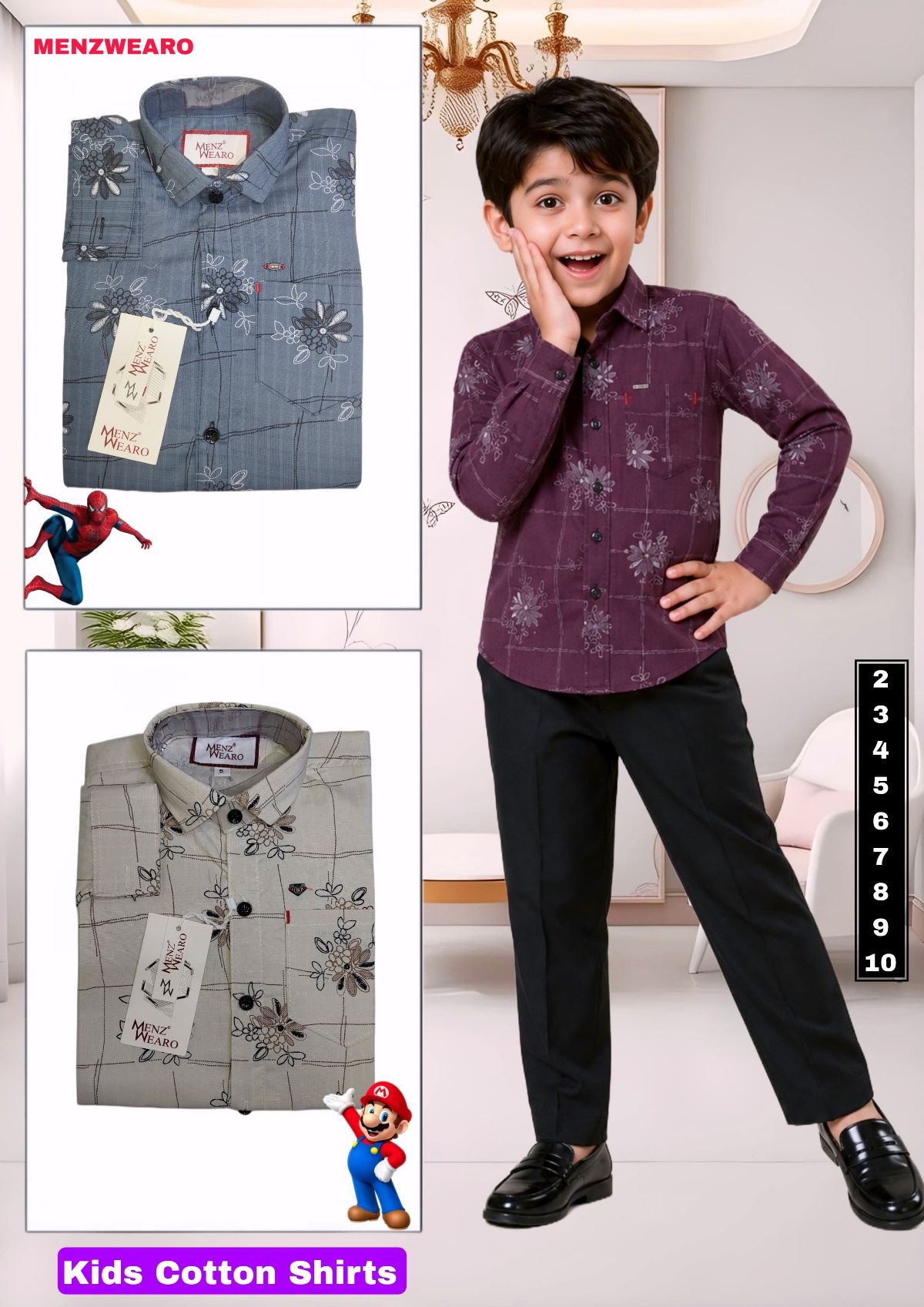 Menz Premium Quality Kids Cotton Shirts