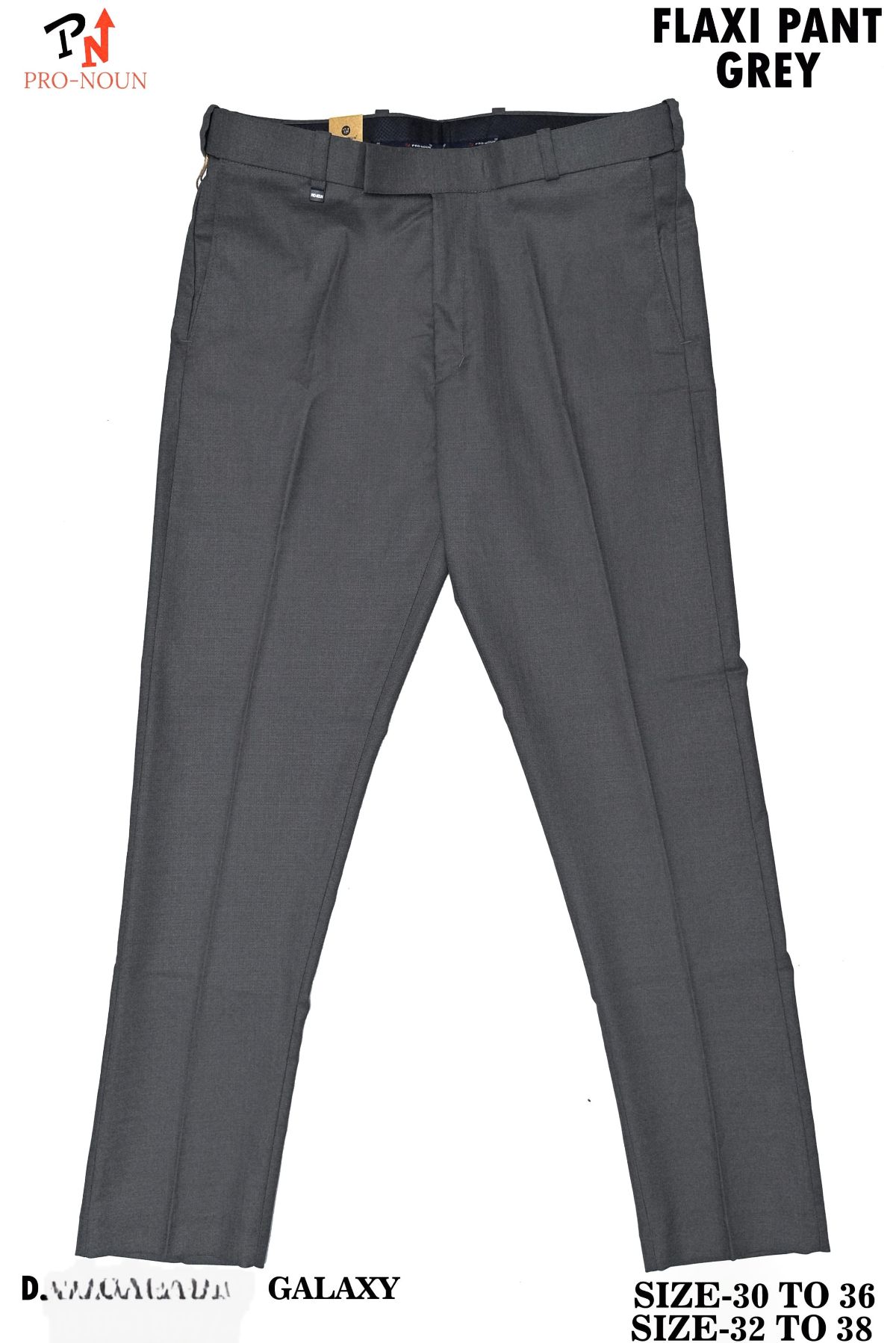 Pro-Noun Men's  Formal Trouser Pants With Adjustable belt D No- Galaxy 231-7-197 (30-36)- Grey