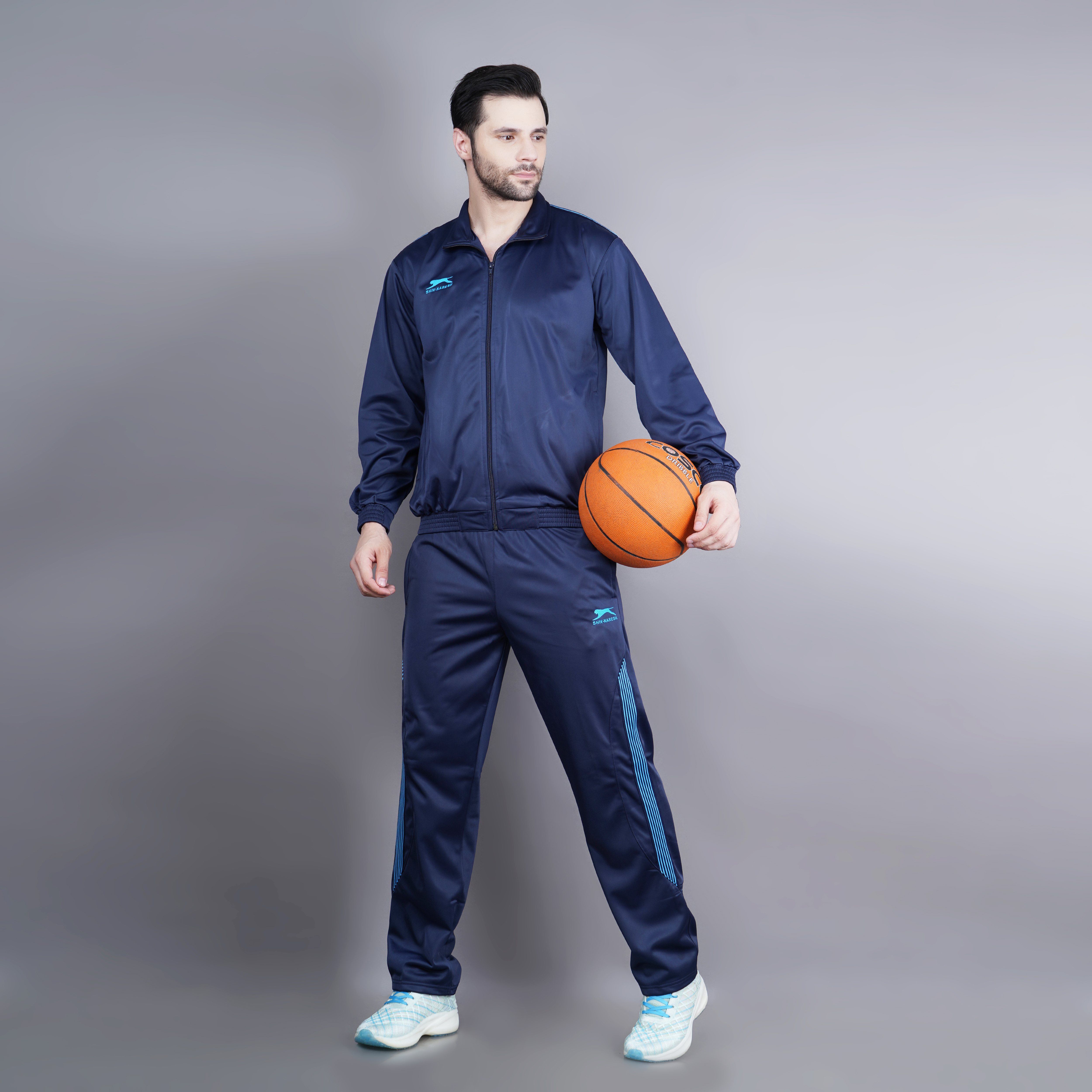Men's Tracksuit  497A-TP-Navy/Cyan-L