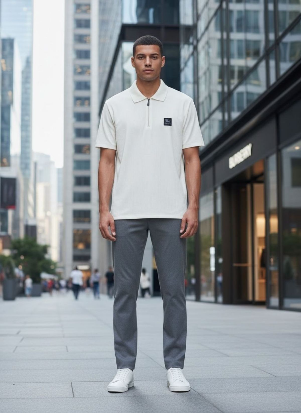 Men's Jacquard Knit Collar zipper T-shirts