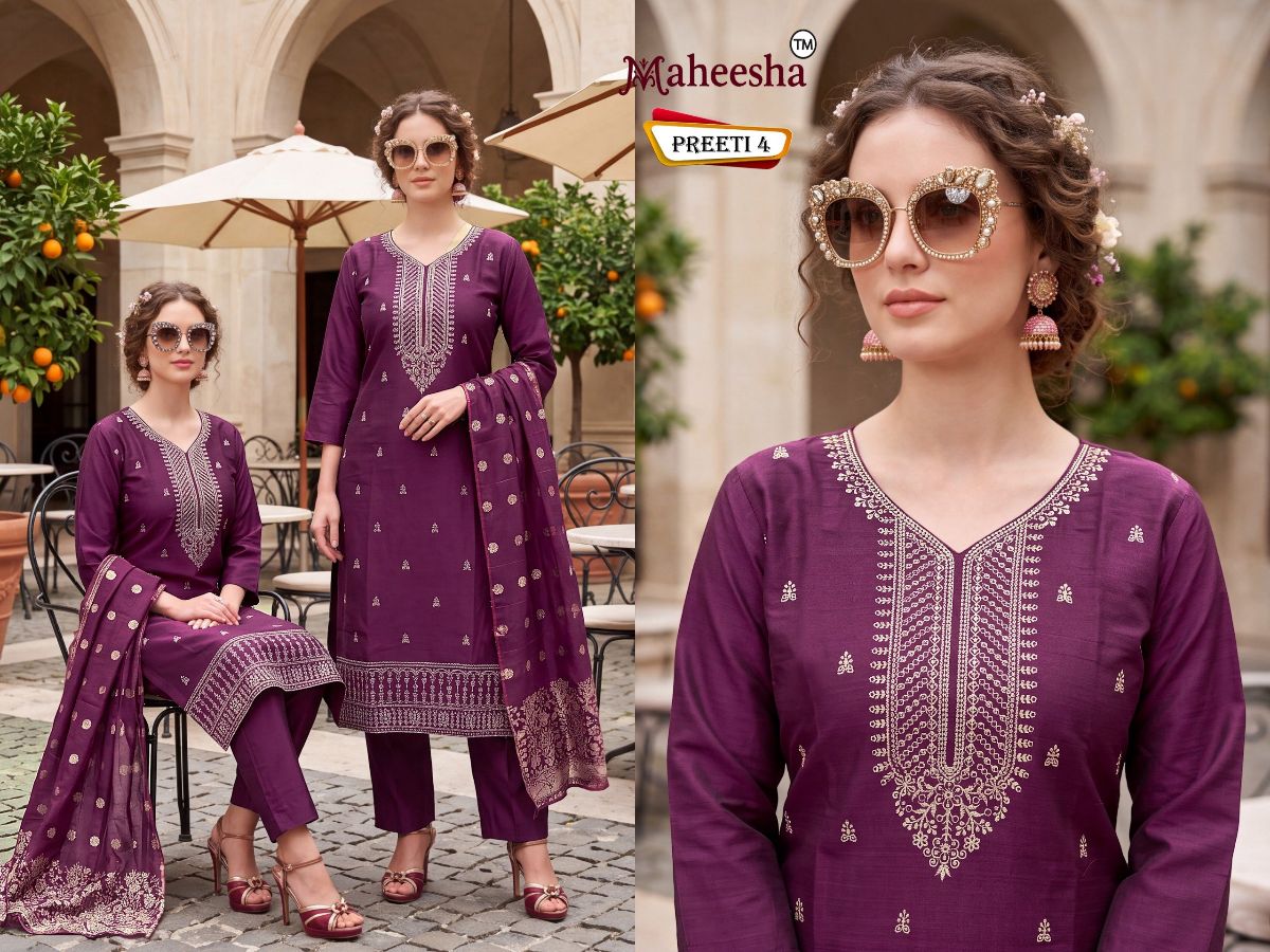 Rani Vastram Women's Ethnic Wear Suit & Bottom Set with Dupatta- Preeti-4