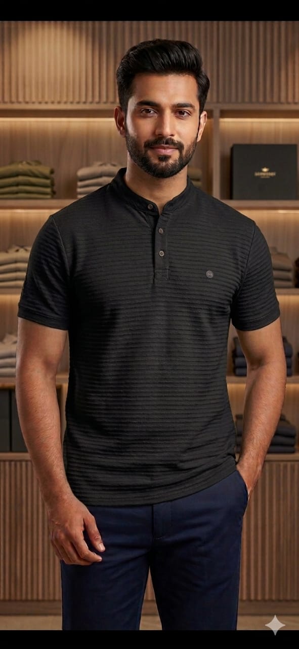 Mens Half Sleeve Henley NeckTshirt 2022