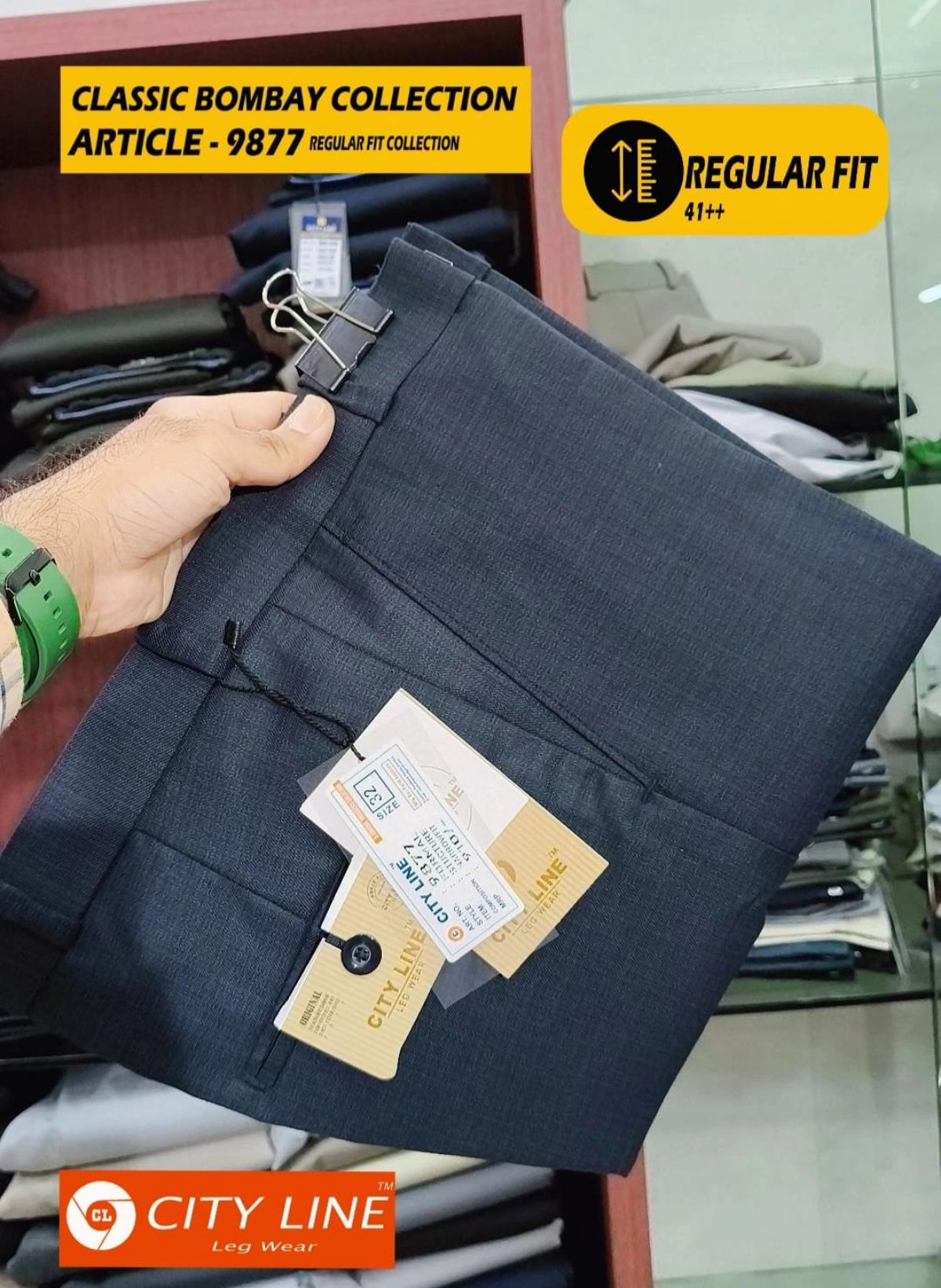 Men's Premium Cotton Formal Lycra Pants -9877