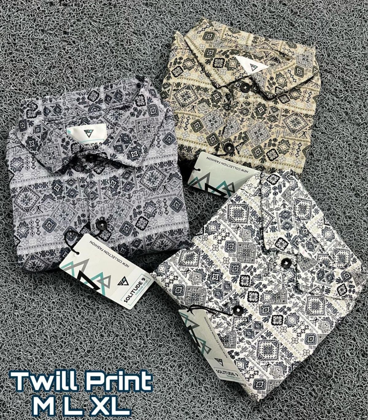 White Studio Men's Twill Print Lycra Printed Shirts