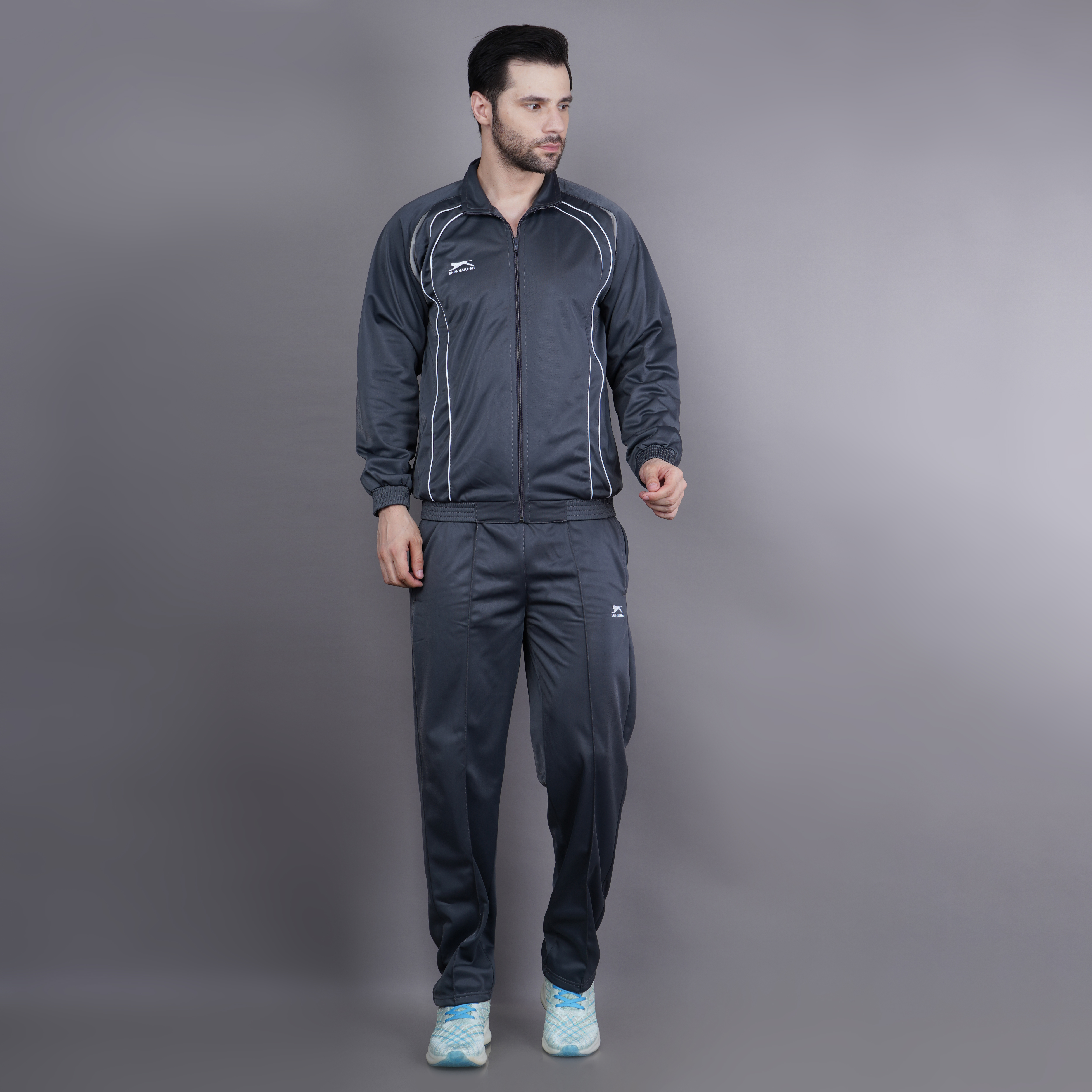 Men's Tracksuit  435A-TP-D.Grey/L.Grey/White-XXL
