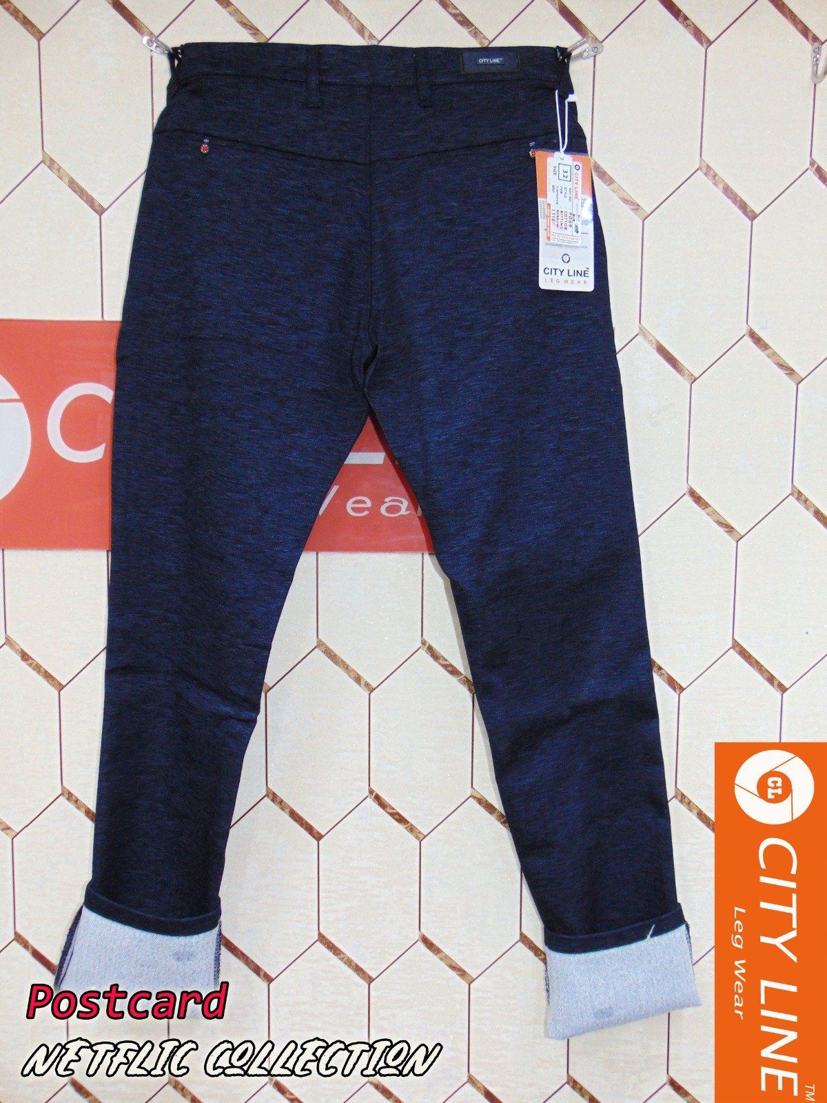 Men's cotton Knitted Japanese Navy Blue Pants-9069