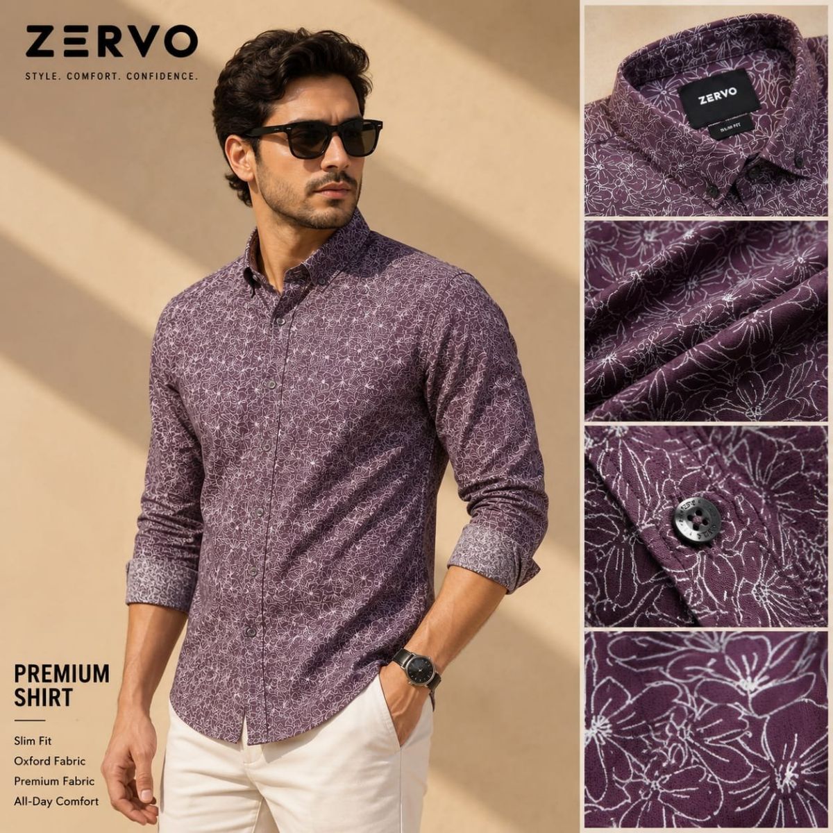 Zervo Men's Cotton Oxford Printed Shirts