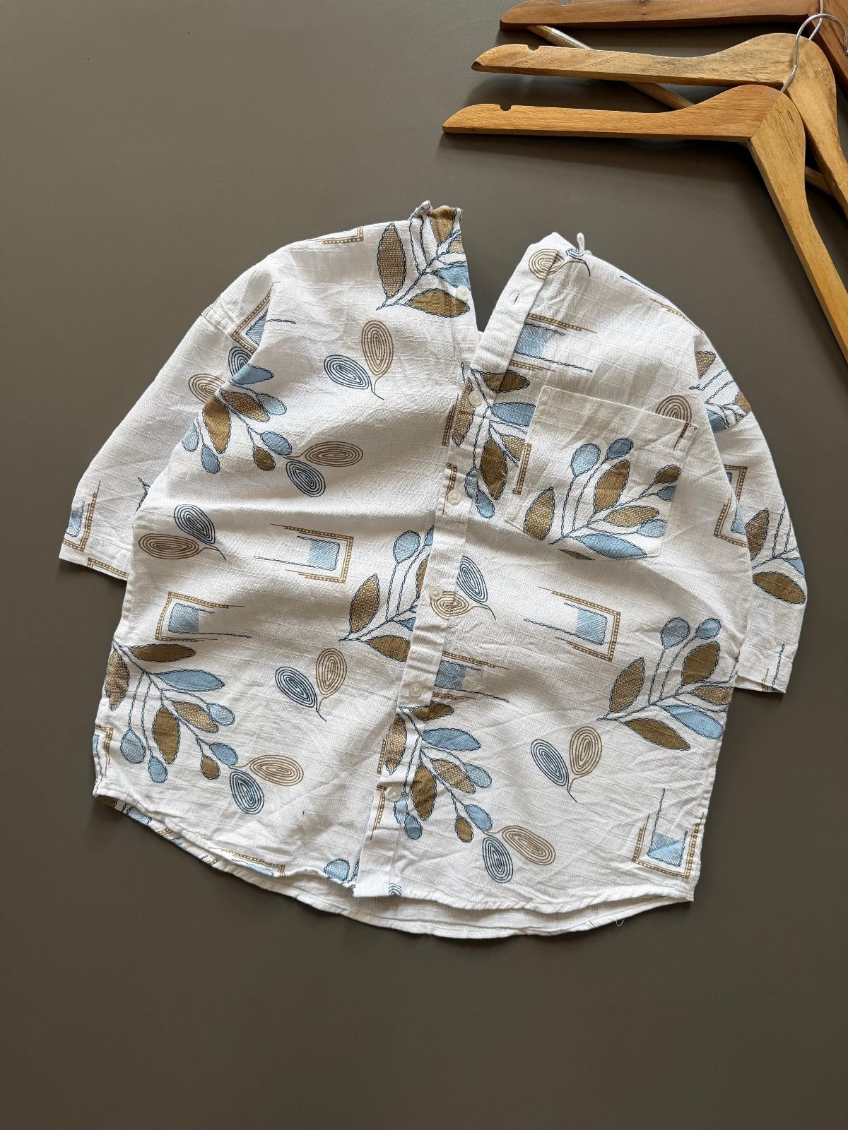 Men's Digital Print Linen Self Shirt