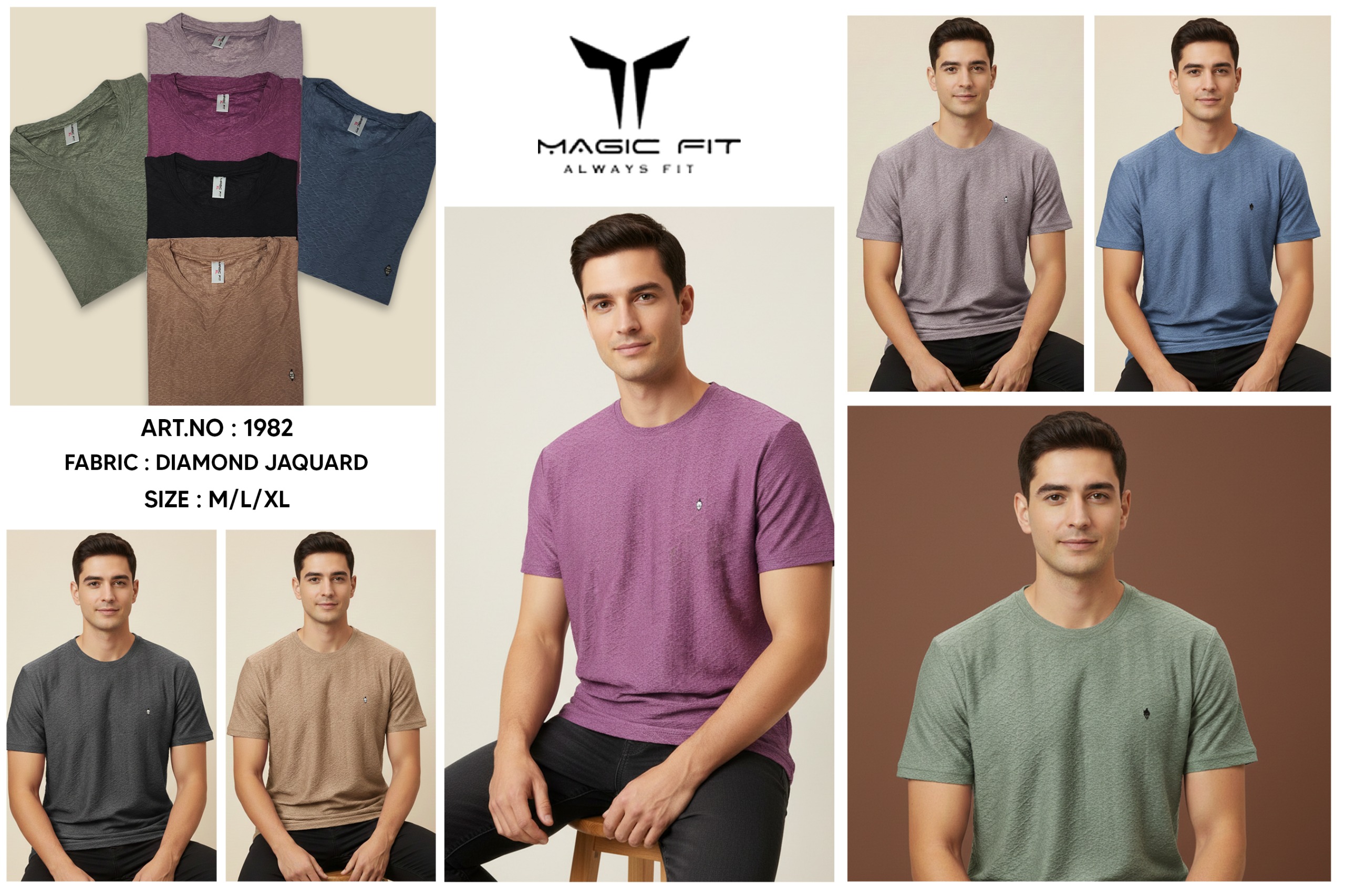BRAND :-MagicFit  MENS Half Sleeve Round Neck Tshirt,1982:L