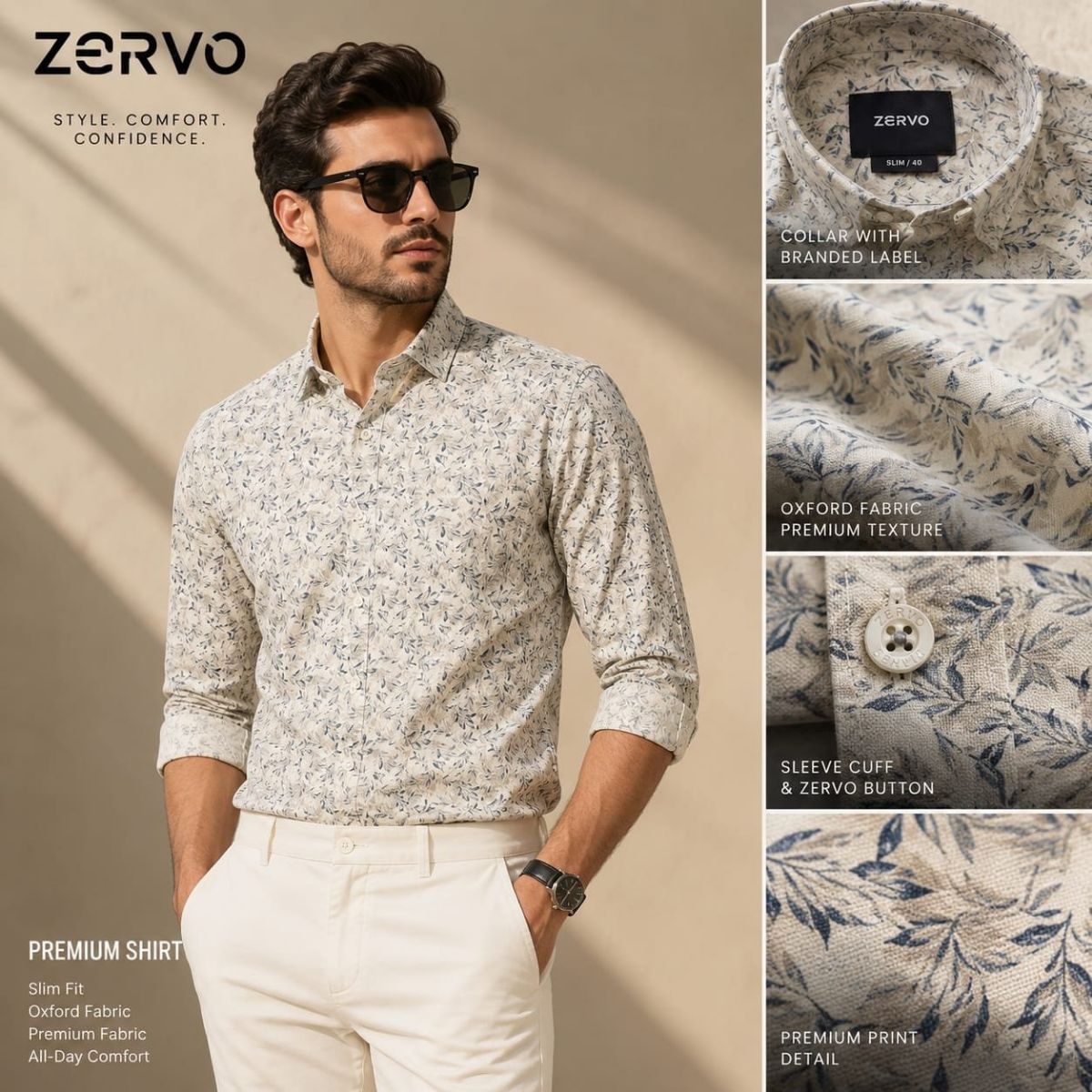 Zervo Men's Cotton Oxford Printed Shirts