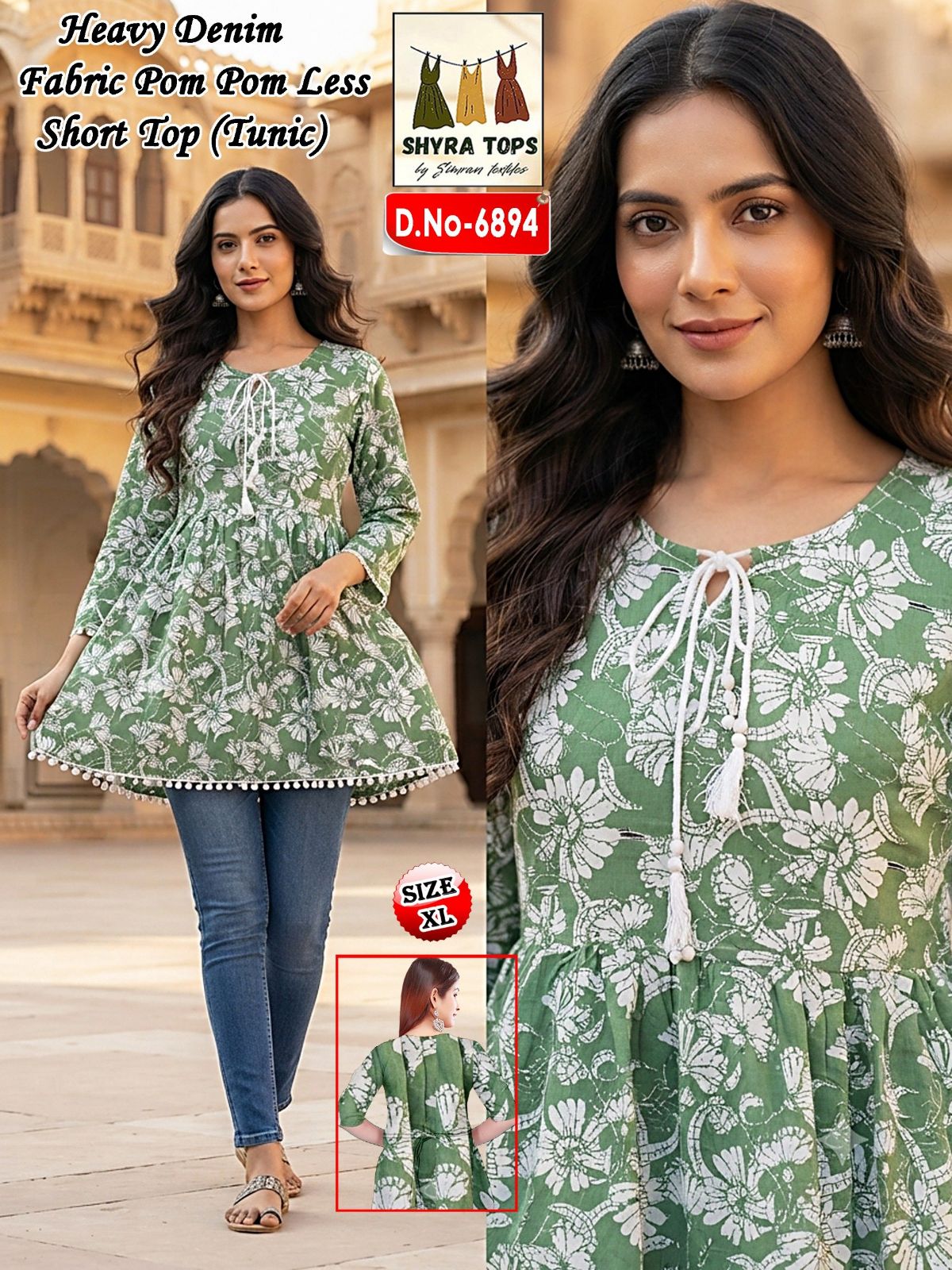 Women's Poly Cotton Short Kurti-6894