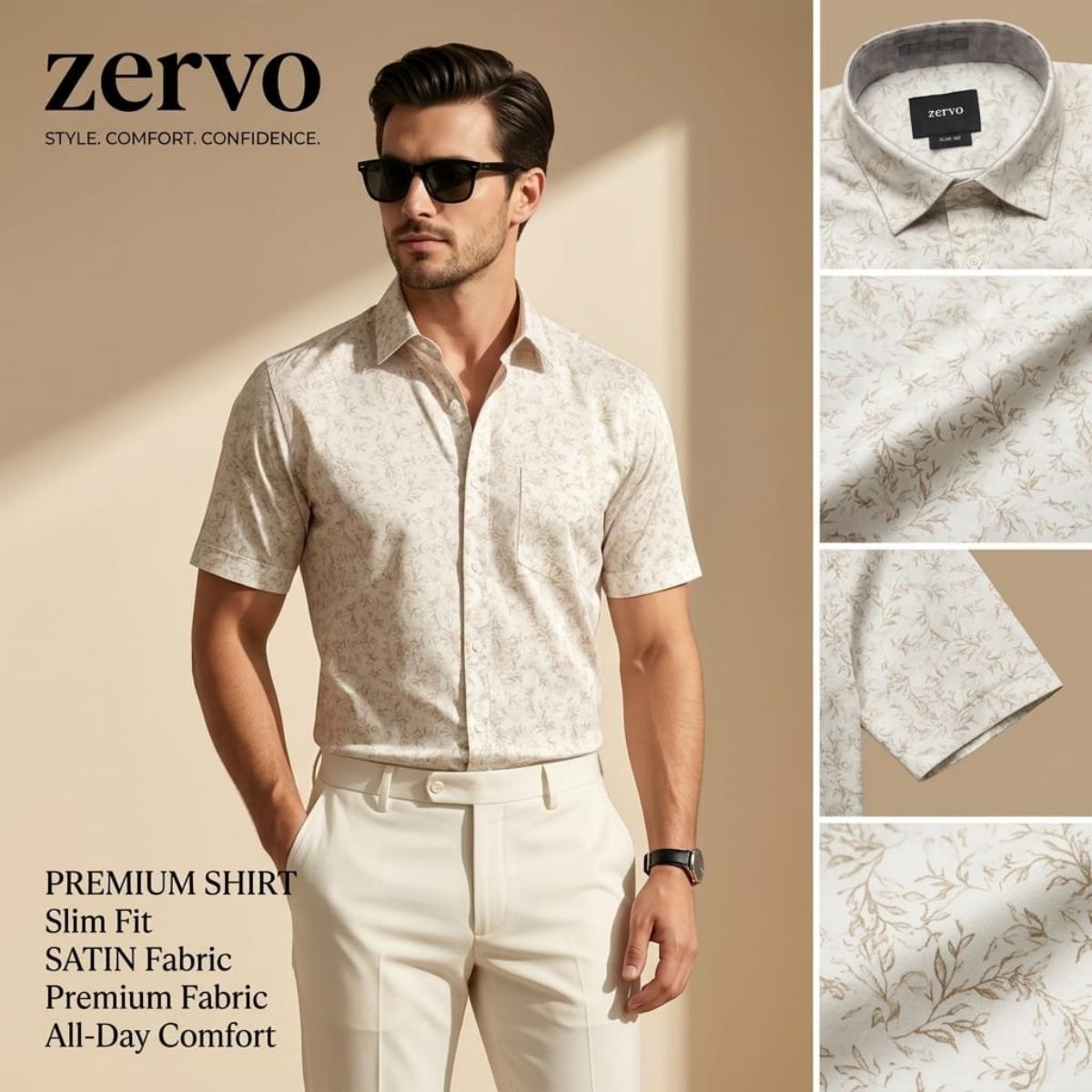 Zervo Men's Satin Printed Shirts
