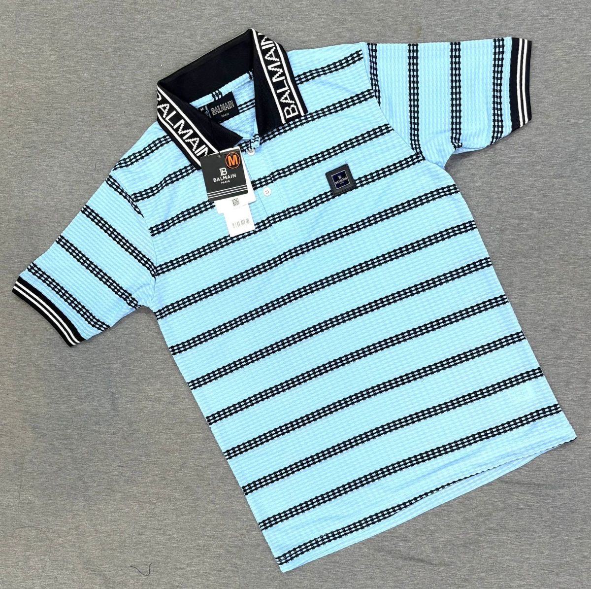 Men's Self Knitted Striped Half Sleeves T-shirts